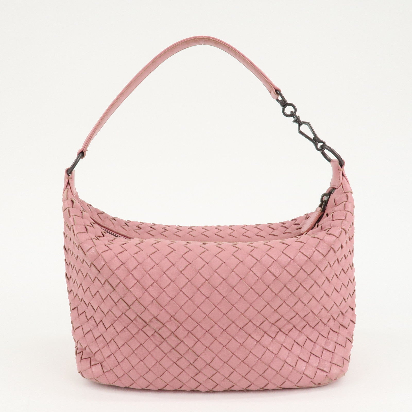 BOTTEGA VENETA Intrecciato Leather Shoulder Bag Pink Used