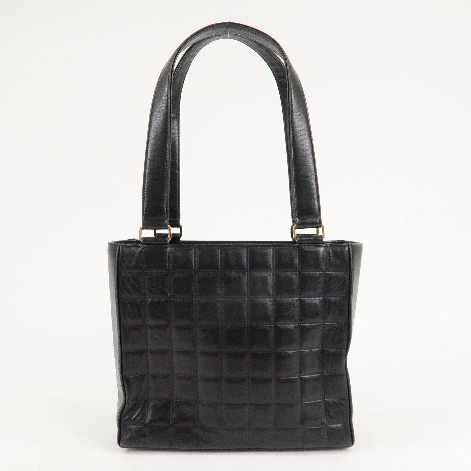 CHANEL COCO Mark Chocolate Bar Lamb Skin Shoulder Bag Black Used