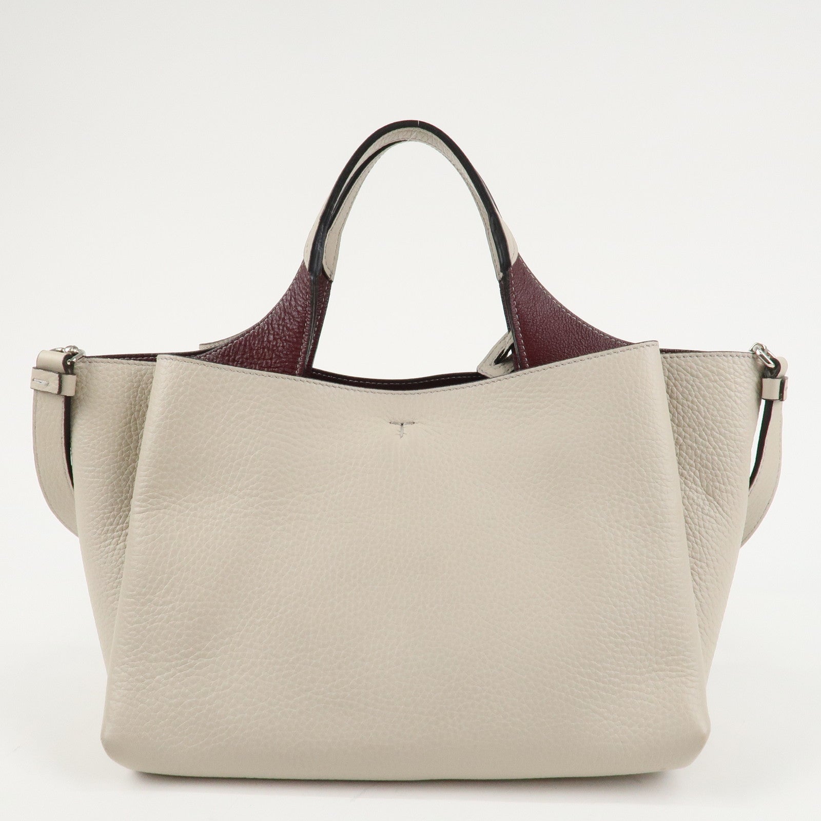 TOD'S T Timeless Leather Bag Mini Shoulder Bag Hand Bag Gray Used