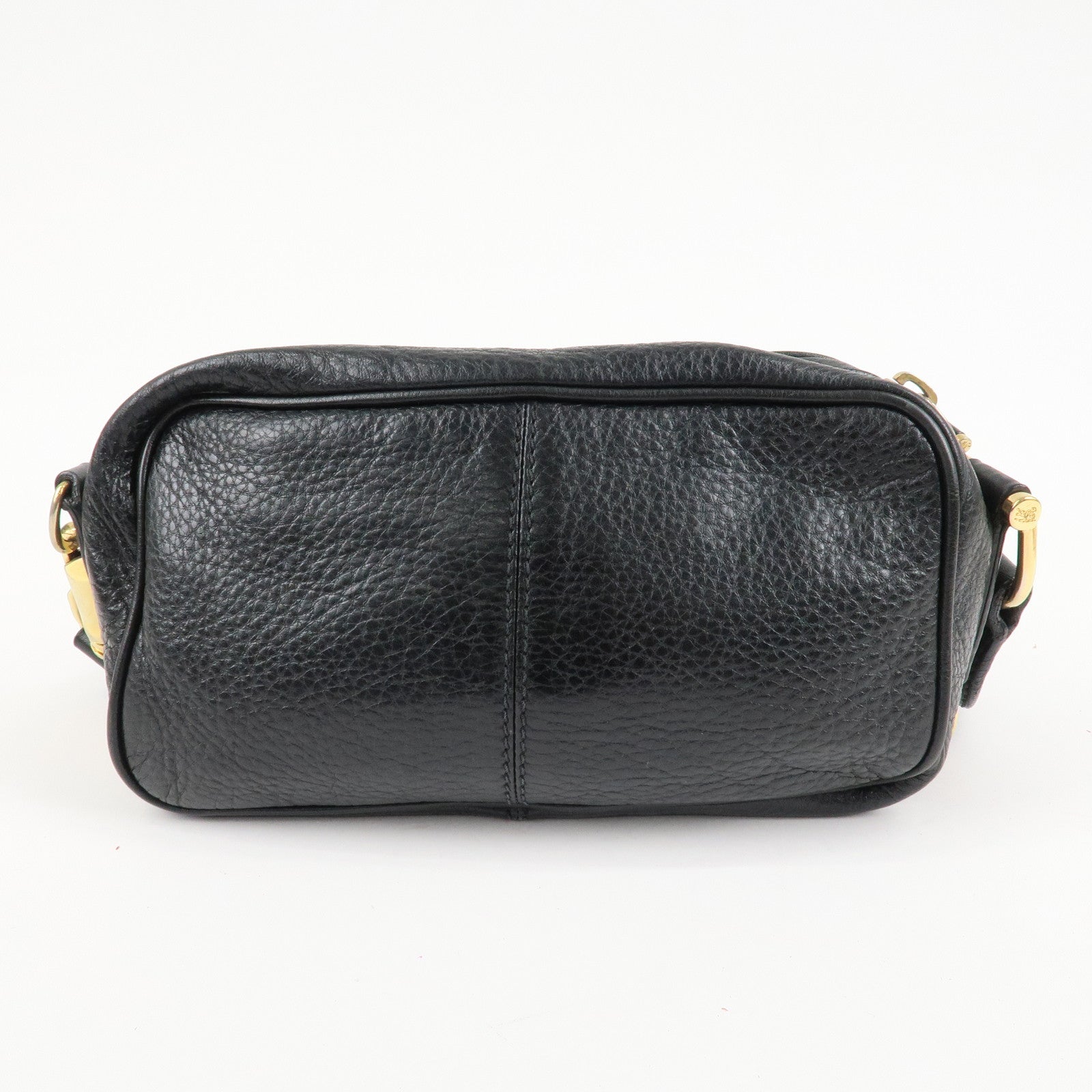 BURBERRY Logo Leather Shoulder Bag Hand Bag Black Used