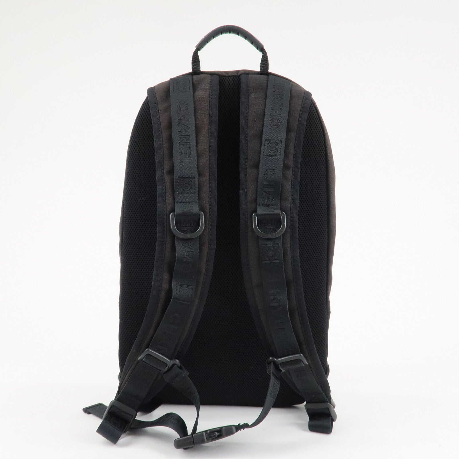 CHANEL CHANEL Sports Canvas Backpack Black Green Used