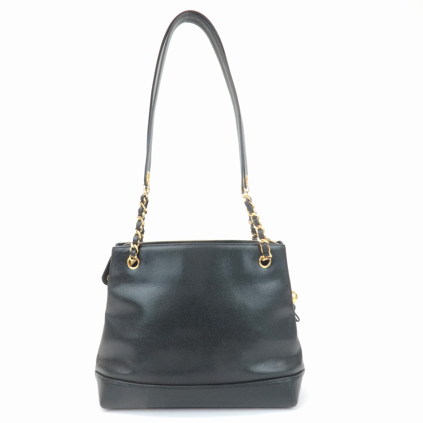 CHANEL COCO Mark Caviar Skin Chain Shoulder Bag Black Used