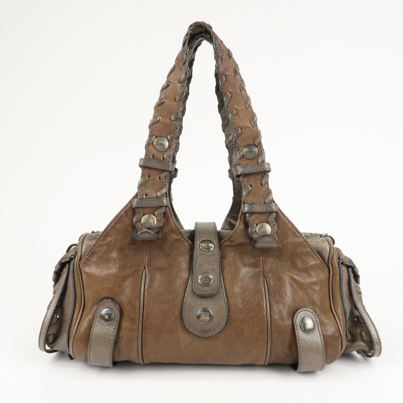 Chloe Leather Silverado Boston Bag Shoulder Bag Brown Used