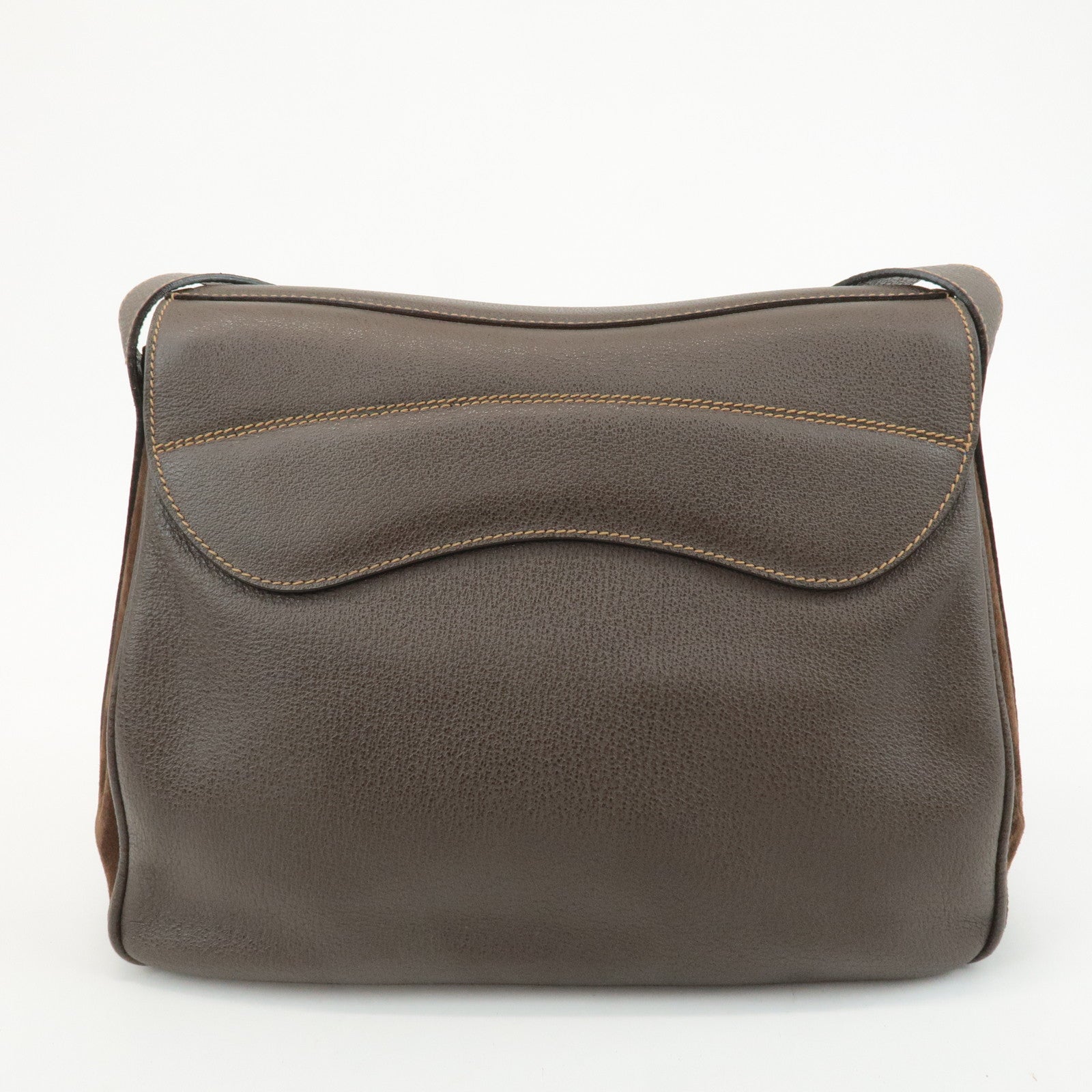 GUCCI Leather Suede Shoulder Bag Brown 001.58.1563 Used