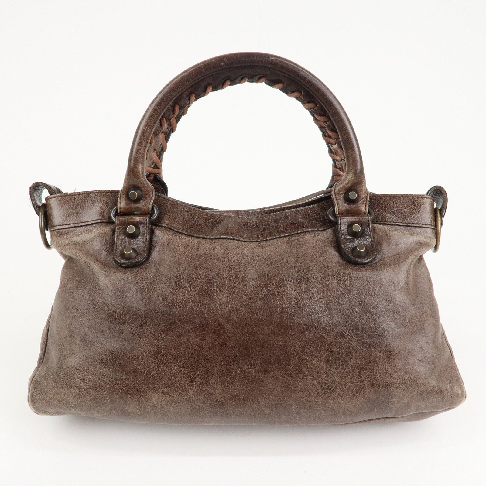 BALENCIAGA The First Leather 2Way Bag Hand Bag Brown 103208 Used