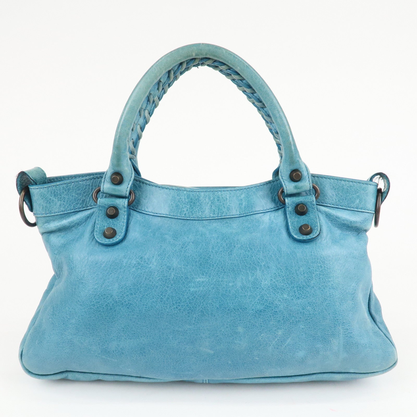 BALENCIAGA The First Leather 2Way Shoulder Bag Hand Bag Blue Used