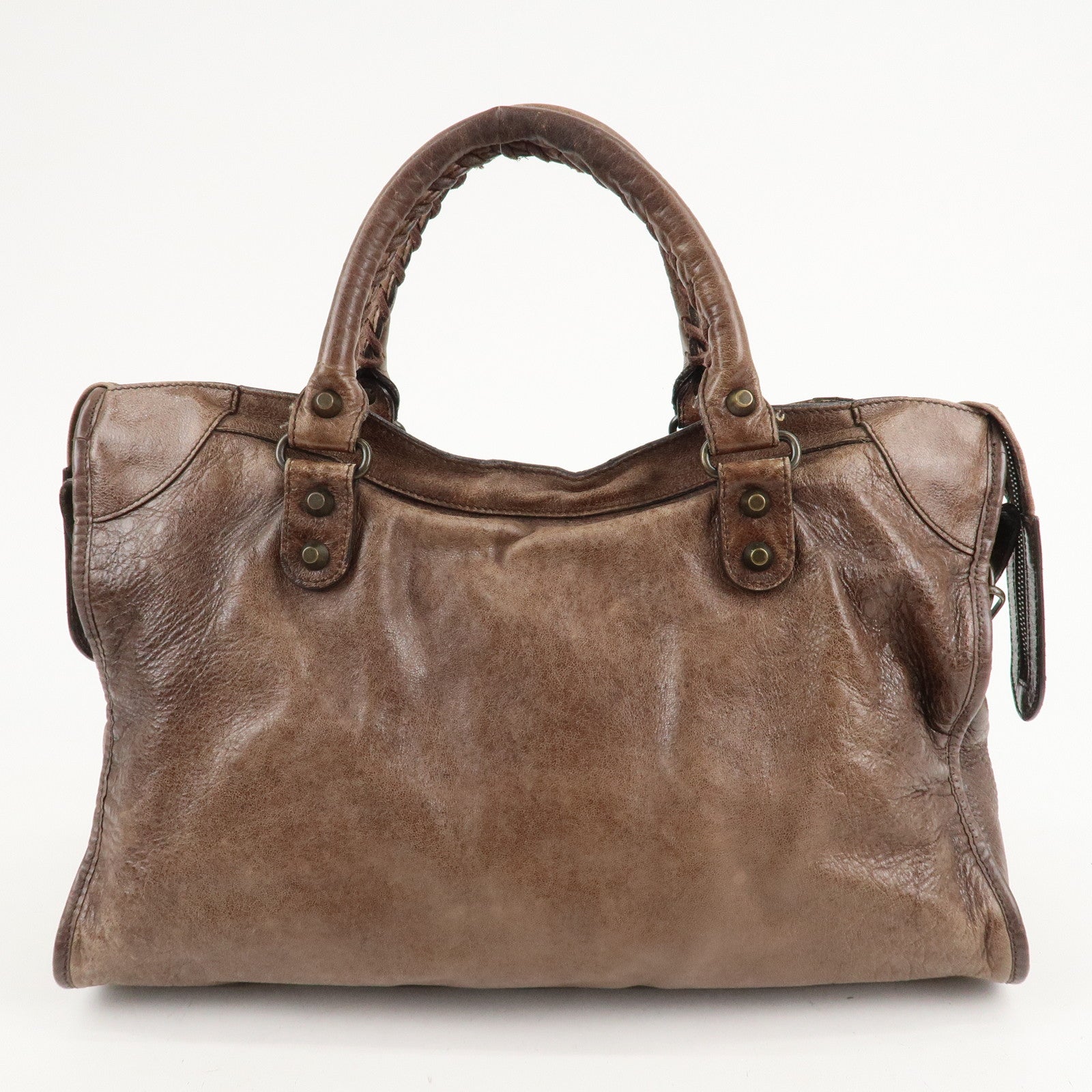 BALENCIAGA The City Leather 2Way Hand Bag Brown 115748 Used