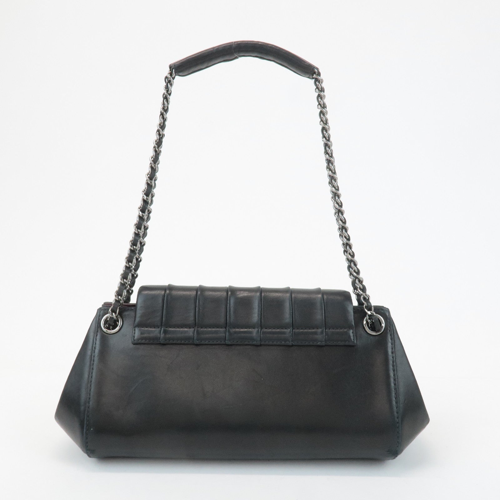 CHANEL Mademoiselle Lamb Skin Chain Shoulder Bag Hand Bag Black Used