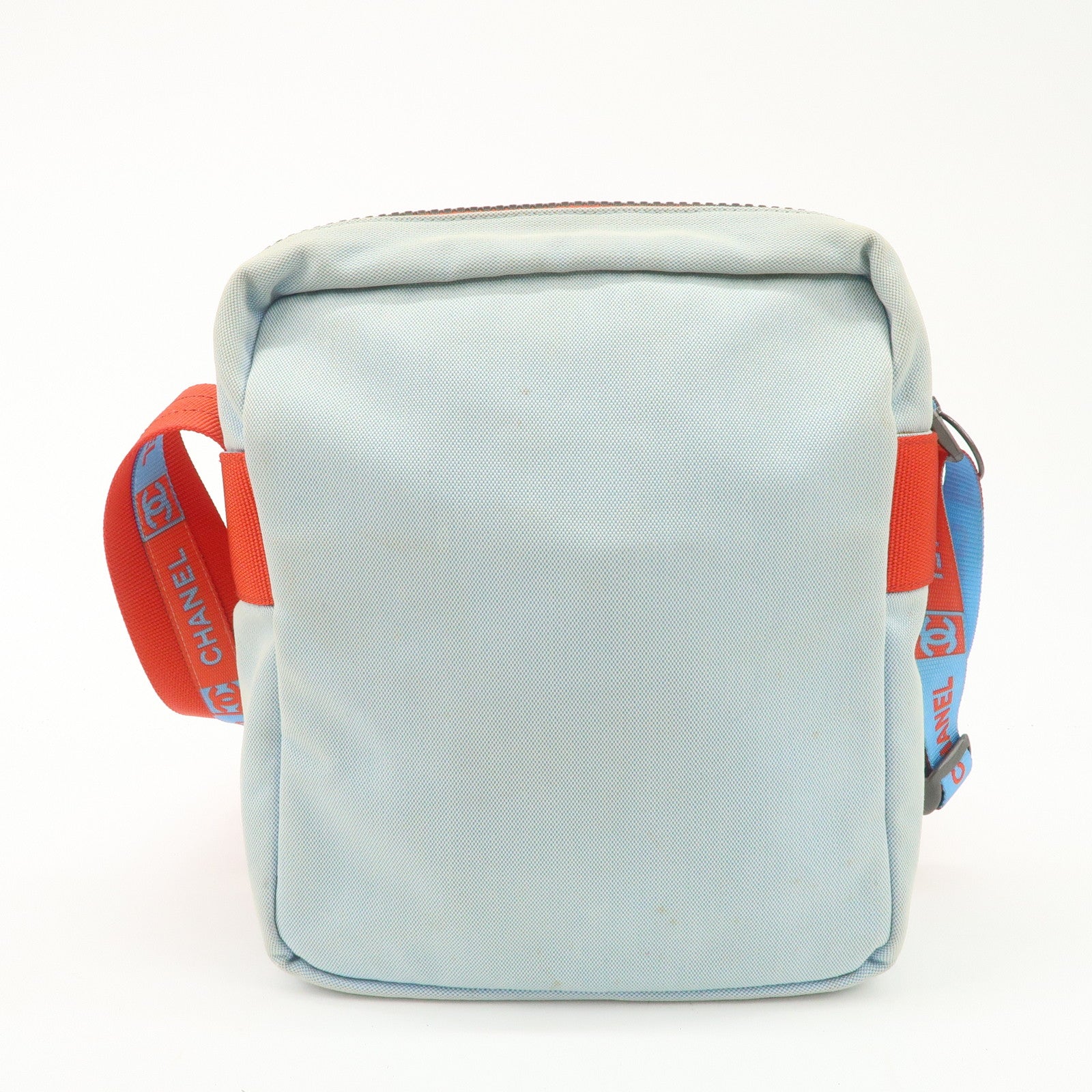CHANEL Sports Nylon Canvas COCO Mark Shoulder Bag Blue Red Used