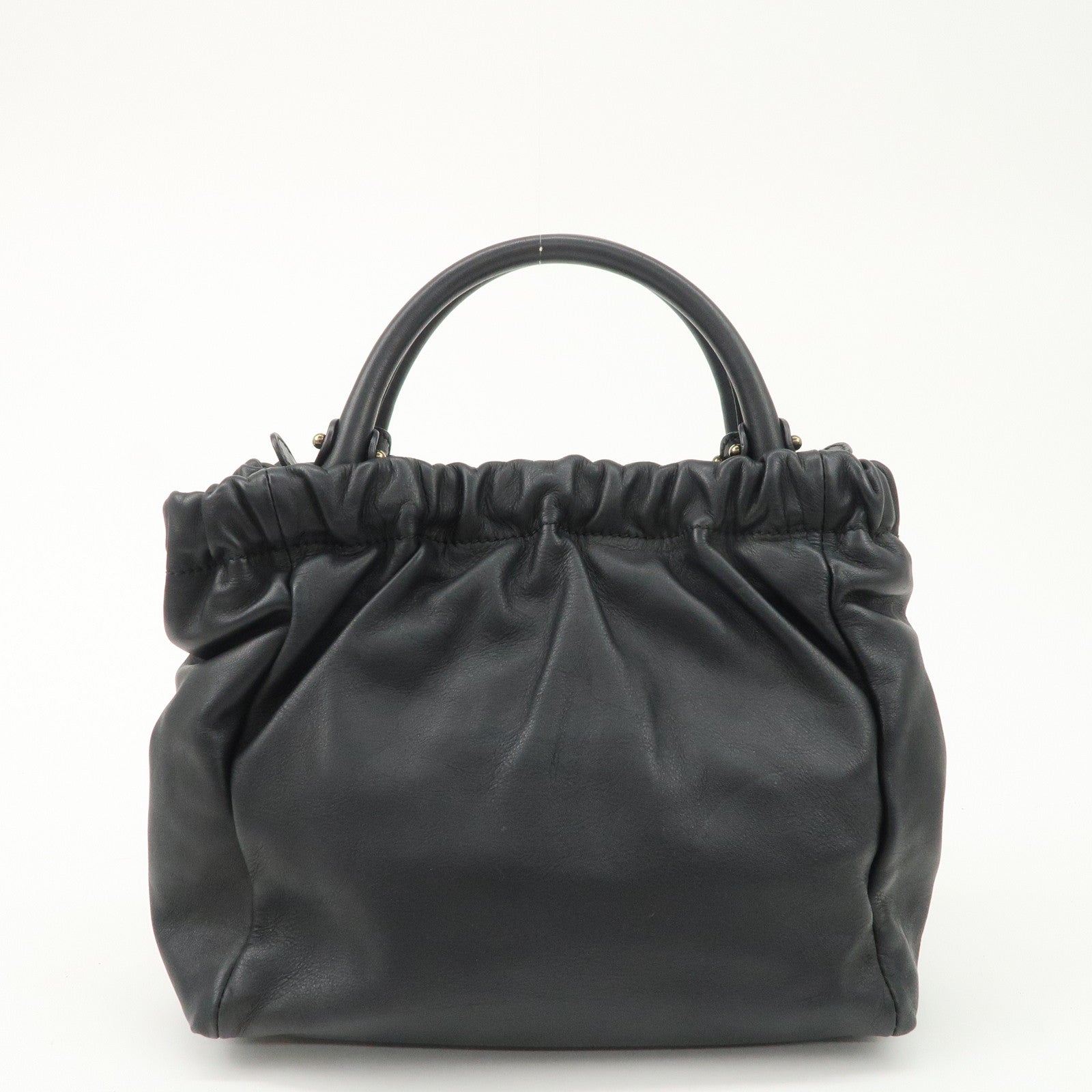 Salvatore Ferragamo Leather Hand Bag Black Used