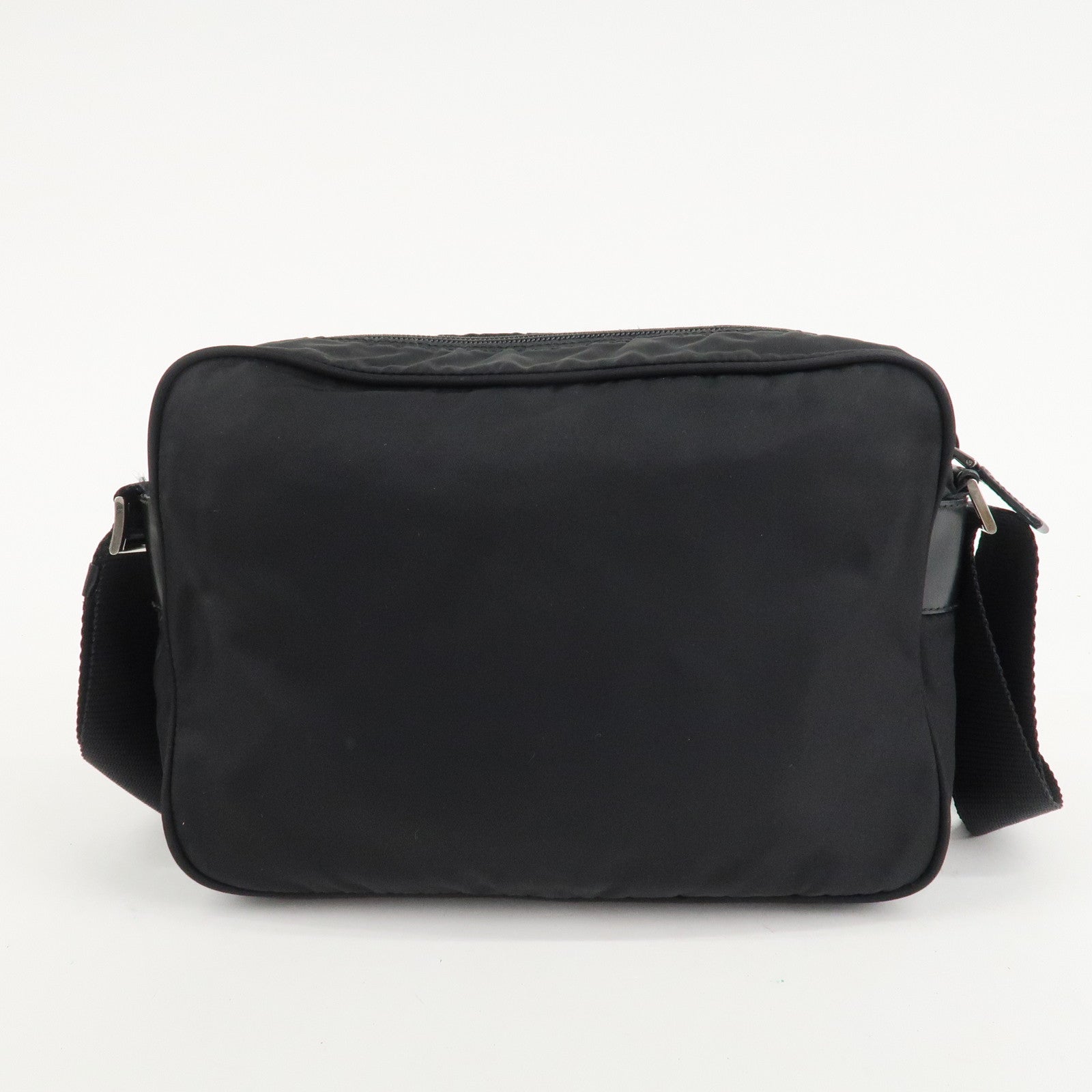 PRADA Logo Nylon Leather Shoulder Bag Crossbody Bag Black Used