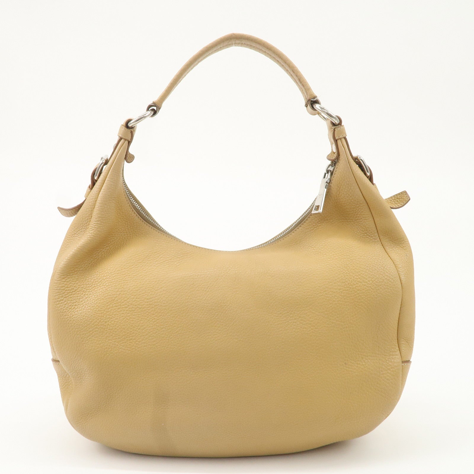 PRADA Leather Shoulder Bag Beige BR4311 Used