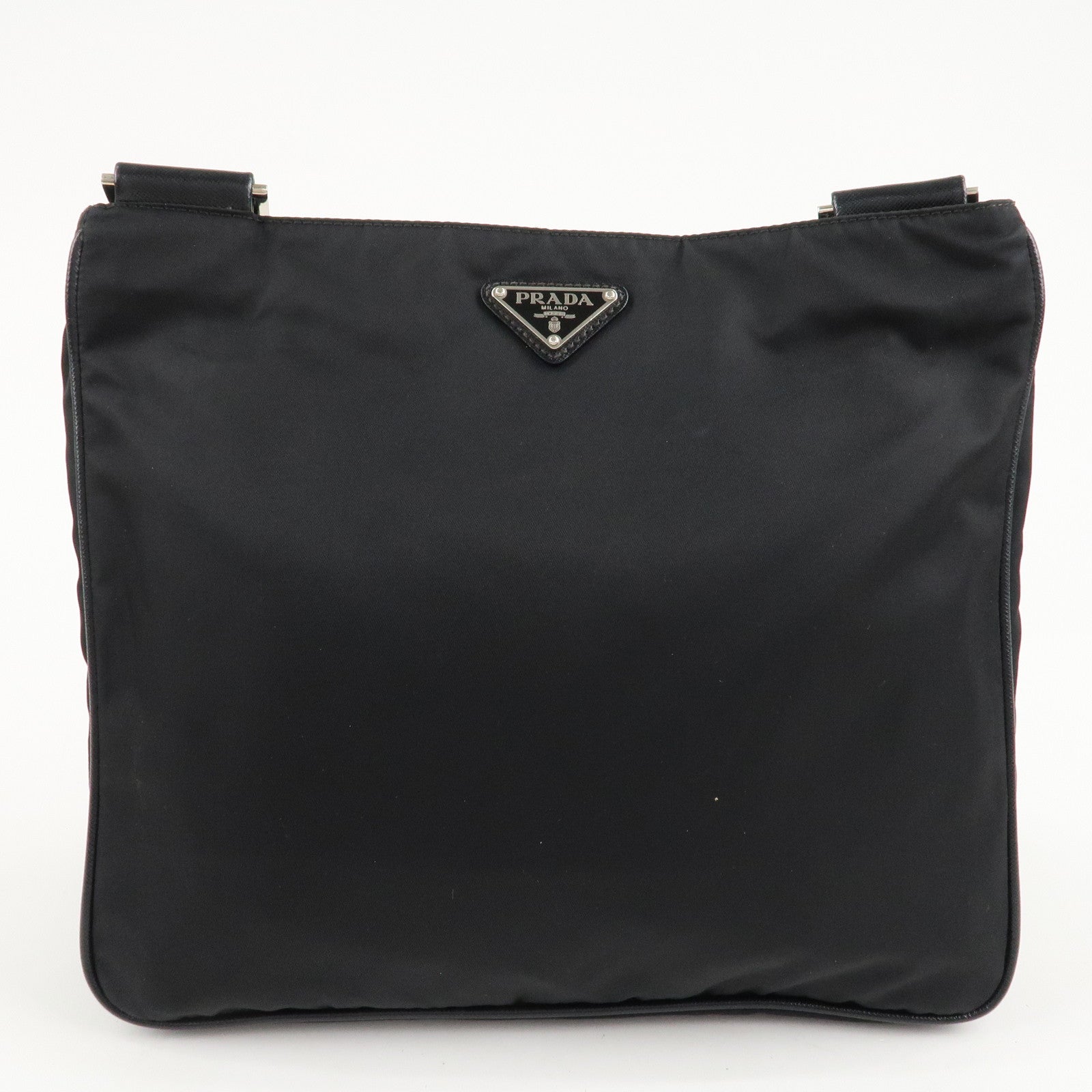 PRADA Logo Nylon Leather Shoulder Bag Crossbody Bag Black Used