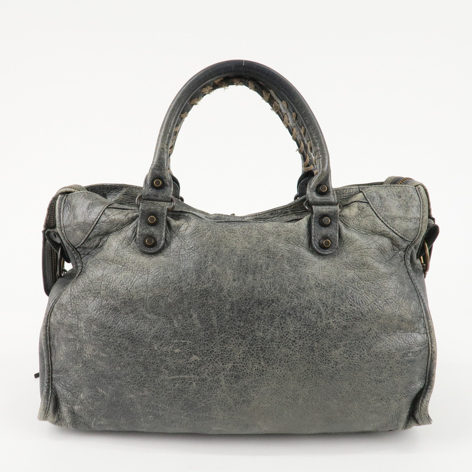 BALENCIAGA The City Leather 2Way Shoulder Bag Gray 115748 Used