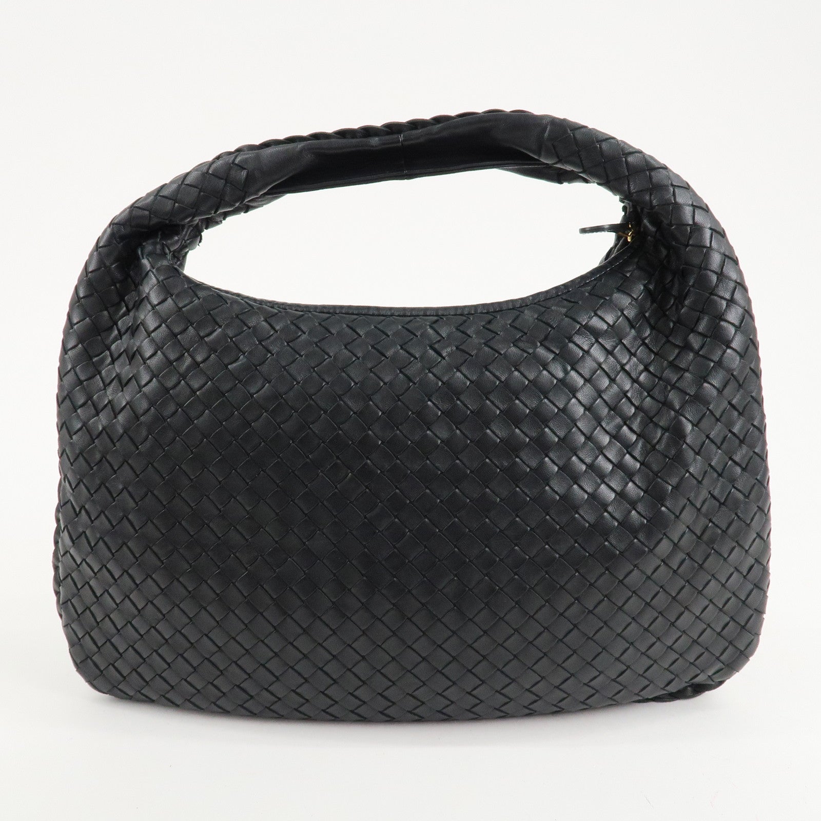 BOTTEGA VENETA Hobo Intrecciato Leather Shoulder Bag Black 115653 Used