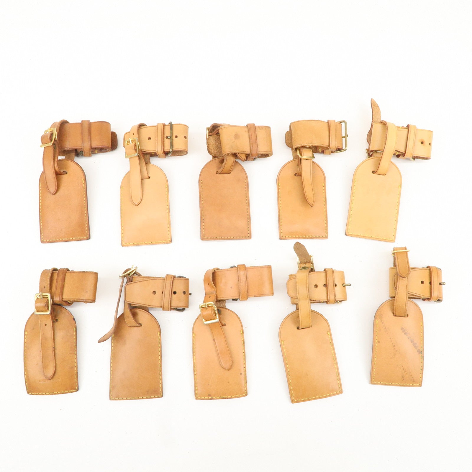 Louis Vuitton Set of 10 Leather Name Tag & Poignet Natural Used