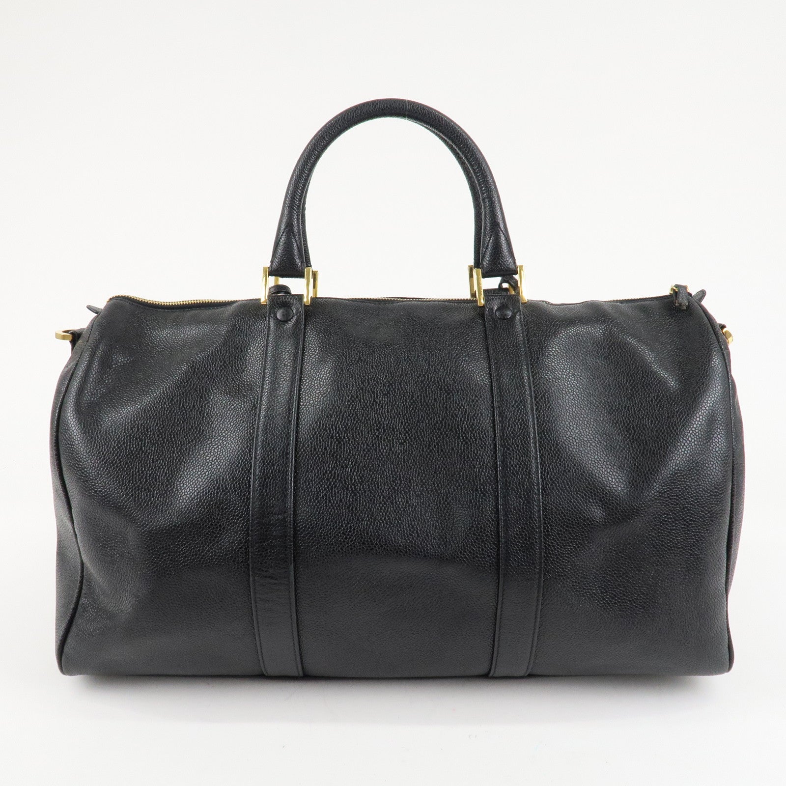 CHANEL Caviar Skin Large COCO 2Way Boston Bag Black Used