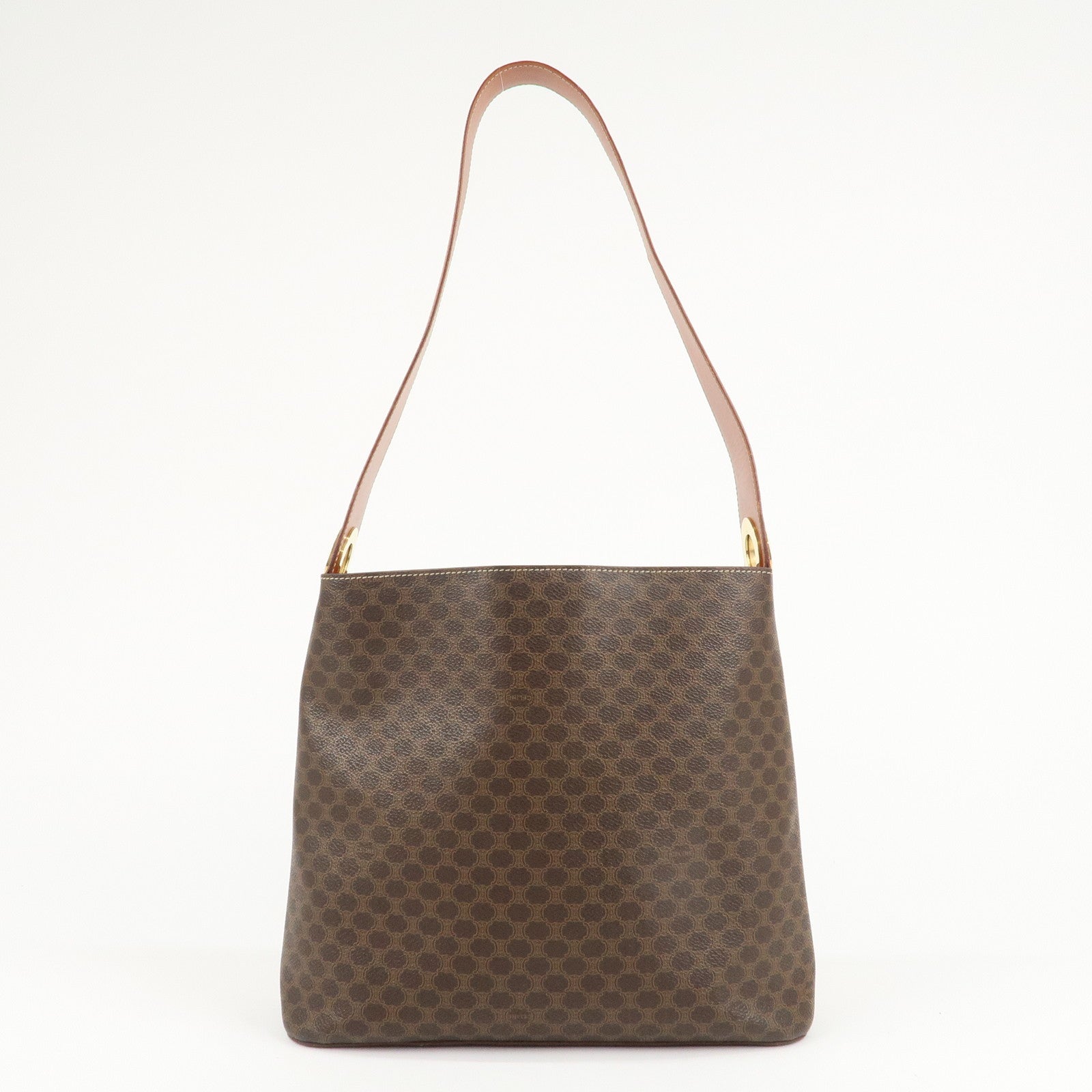 CELINE Macadam PVC Leather Shoulder Bag Hand Bag Brown Used