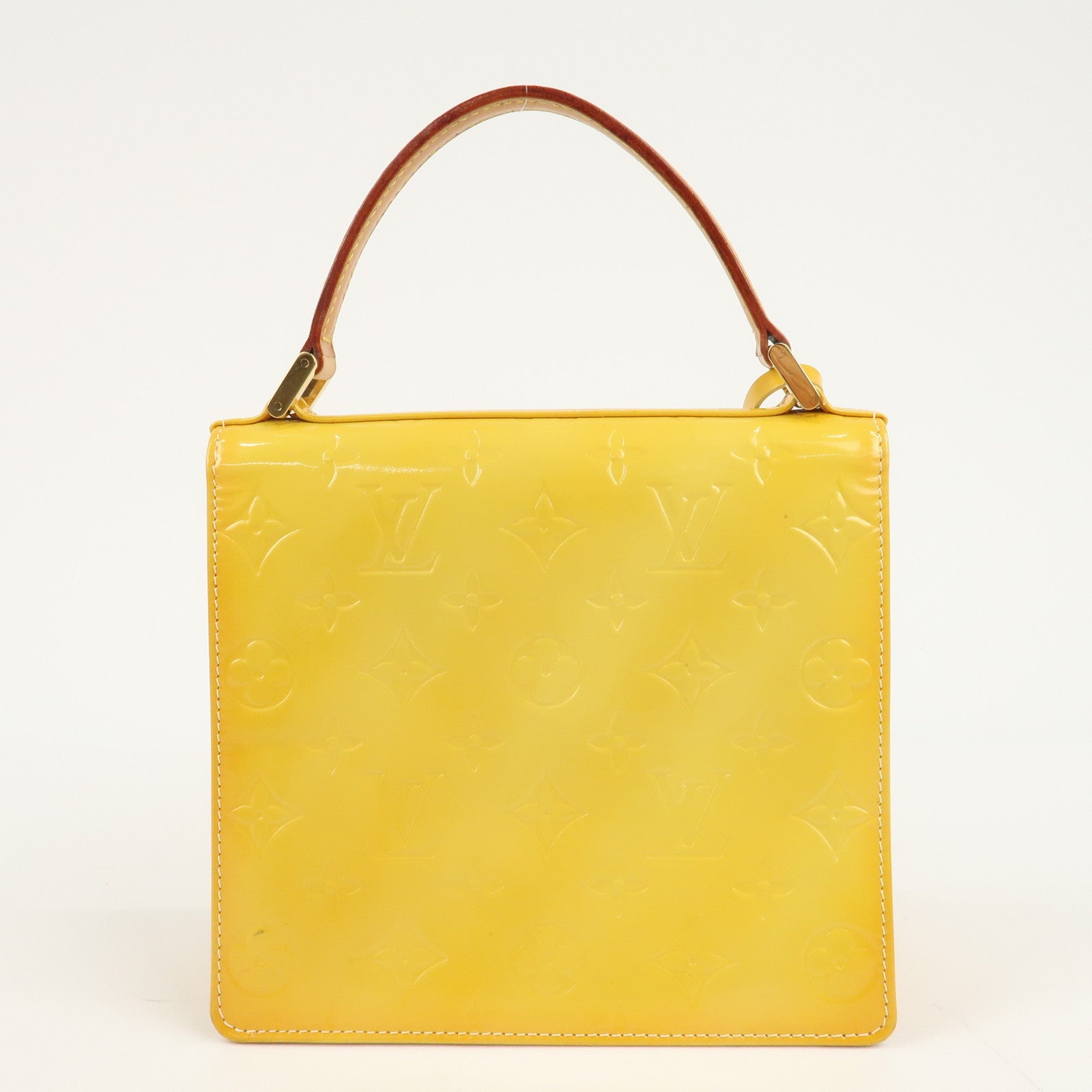Louis Vuitton Vernis Spring Street Hand Bag LimeYellow M91068 Used