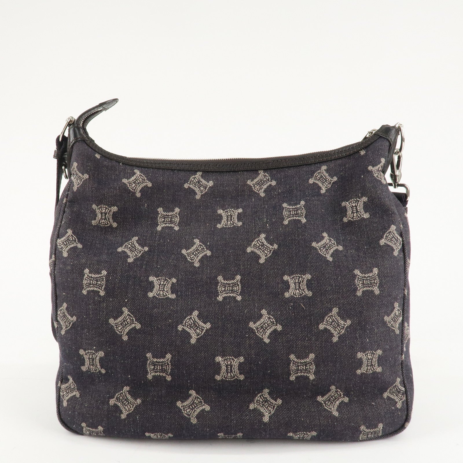 CELINE Macadam Denim Leather Shoulder Bag Crossbody Bag Navy Used