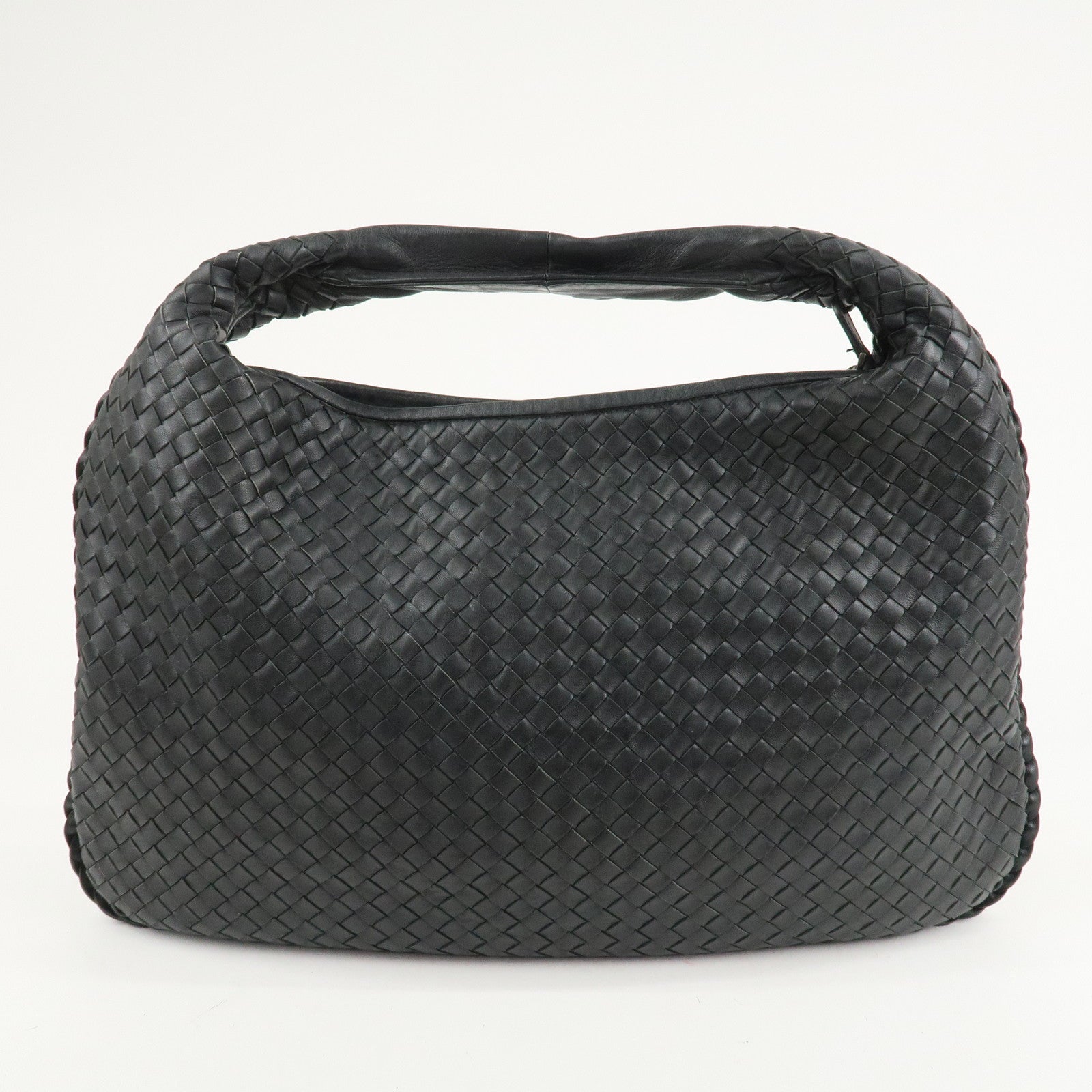 BOTTEGA VENETA Hobo Intrecciato Leather Shoulder Bag Black 115654 Used