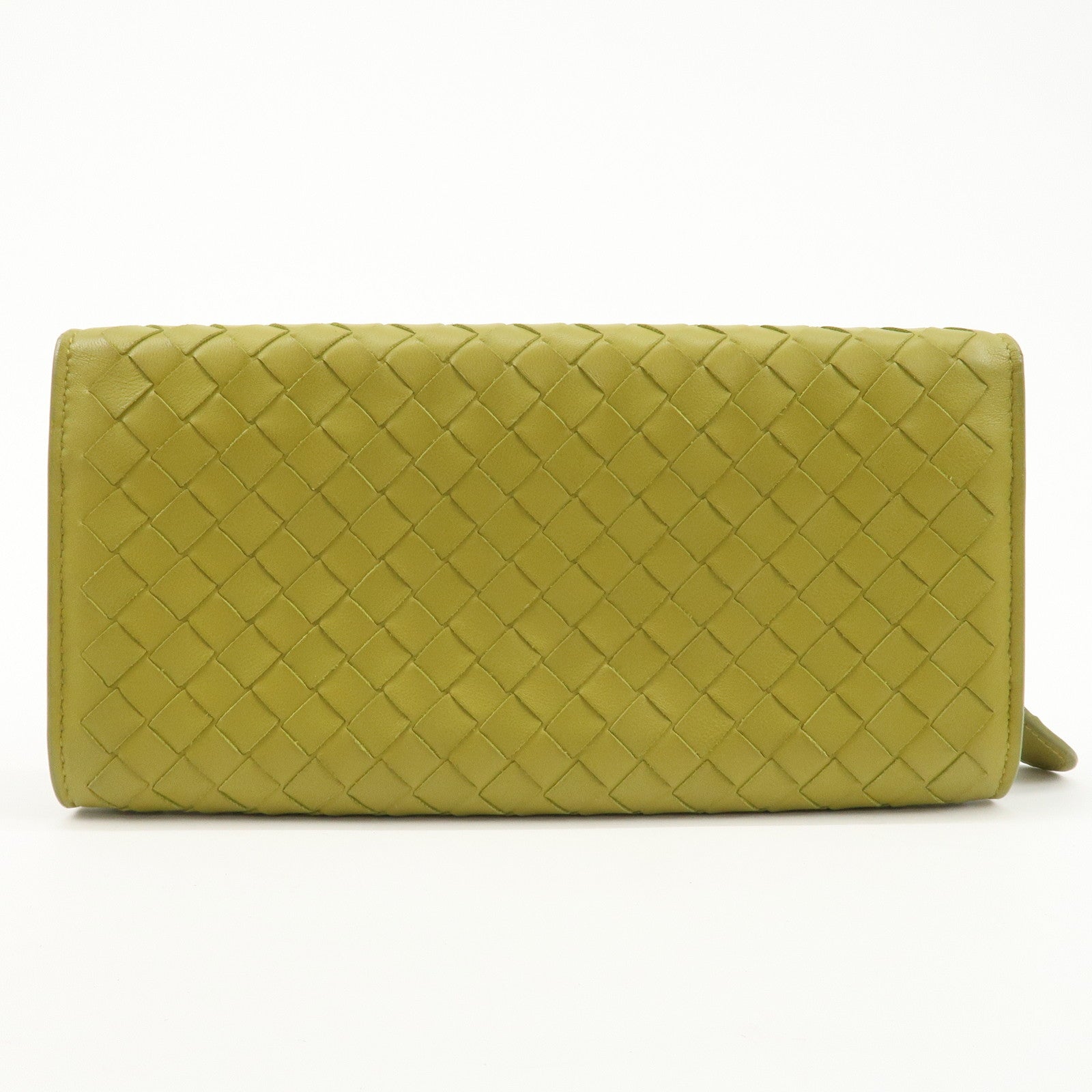 BOTTEGA VENETA Intrecciato Leather Bi-fold Long Wallet Yellow Used