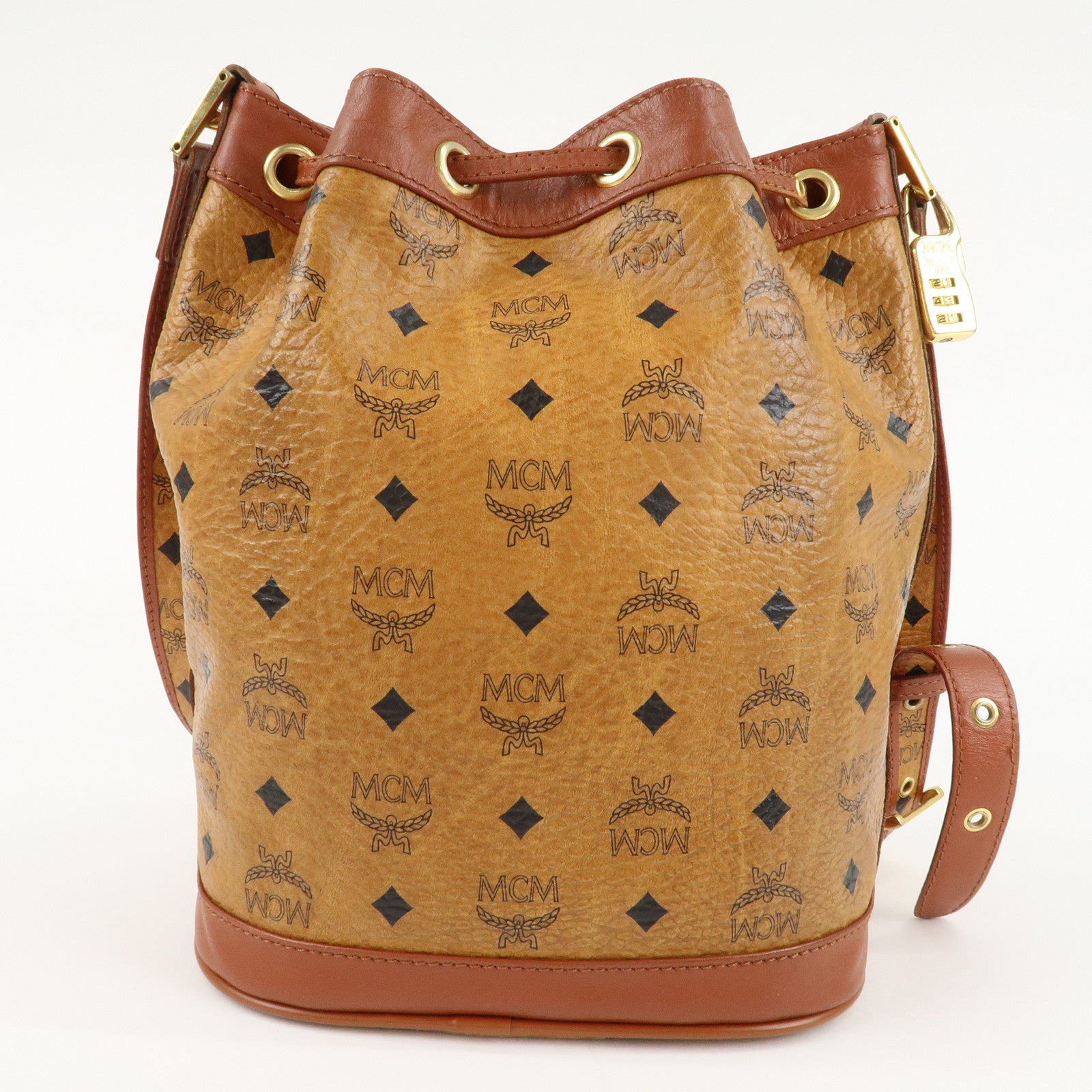 MCM Leather Shoulder Bag Crossbody Bag Brown Used