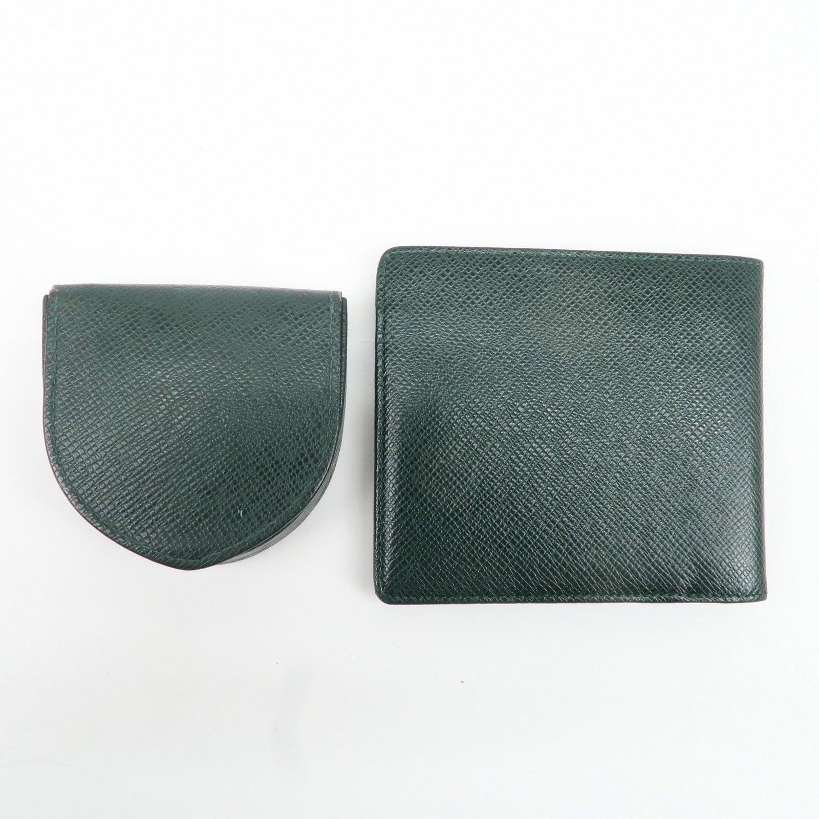 Louis Vuitton Taiga Set of 2 Wallet Coin Case Epicea M30374 M3046P Used