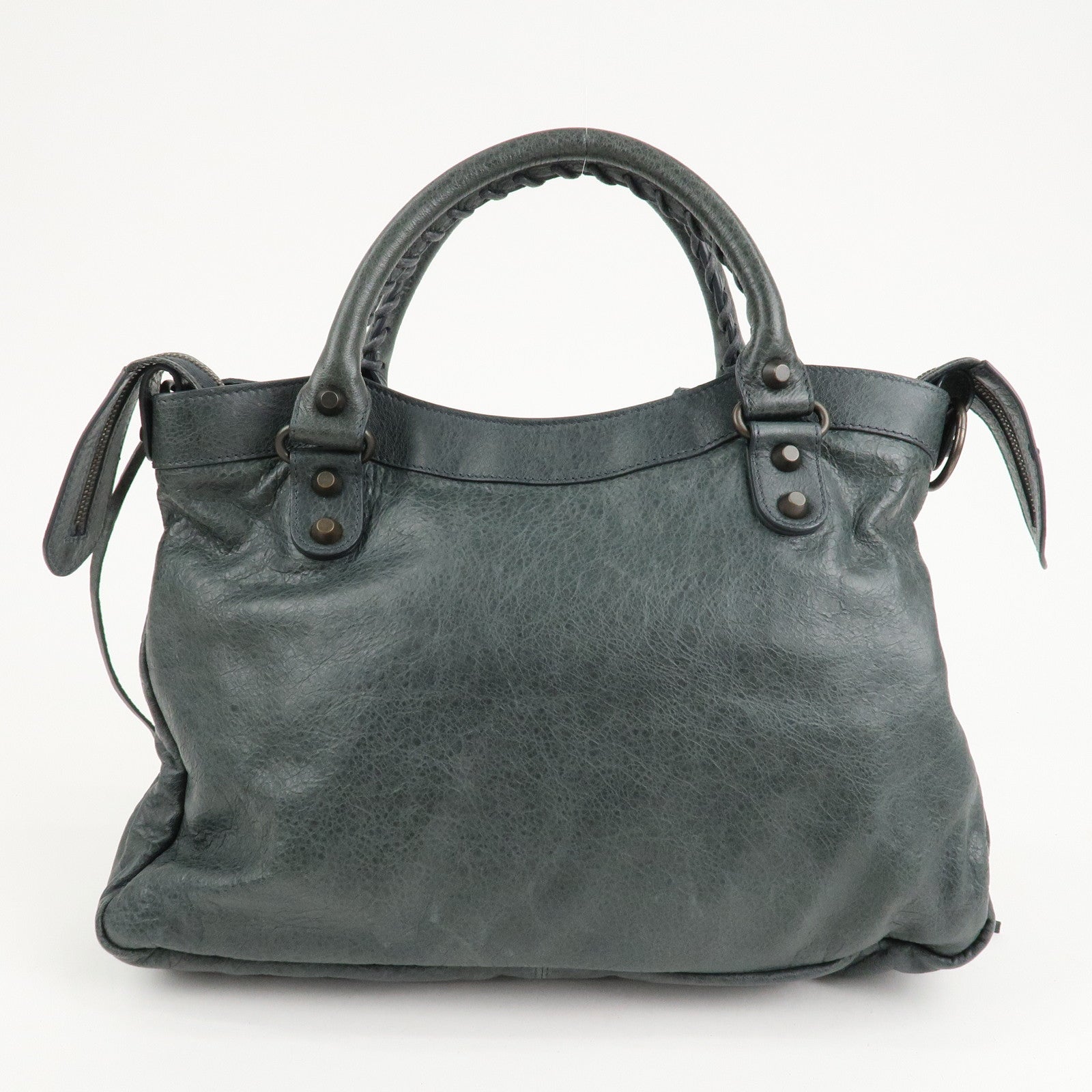 BALENCIAGA The City Leather 2way Bag Hand Bag Green 240579 Used