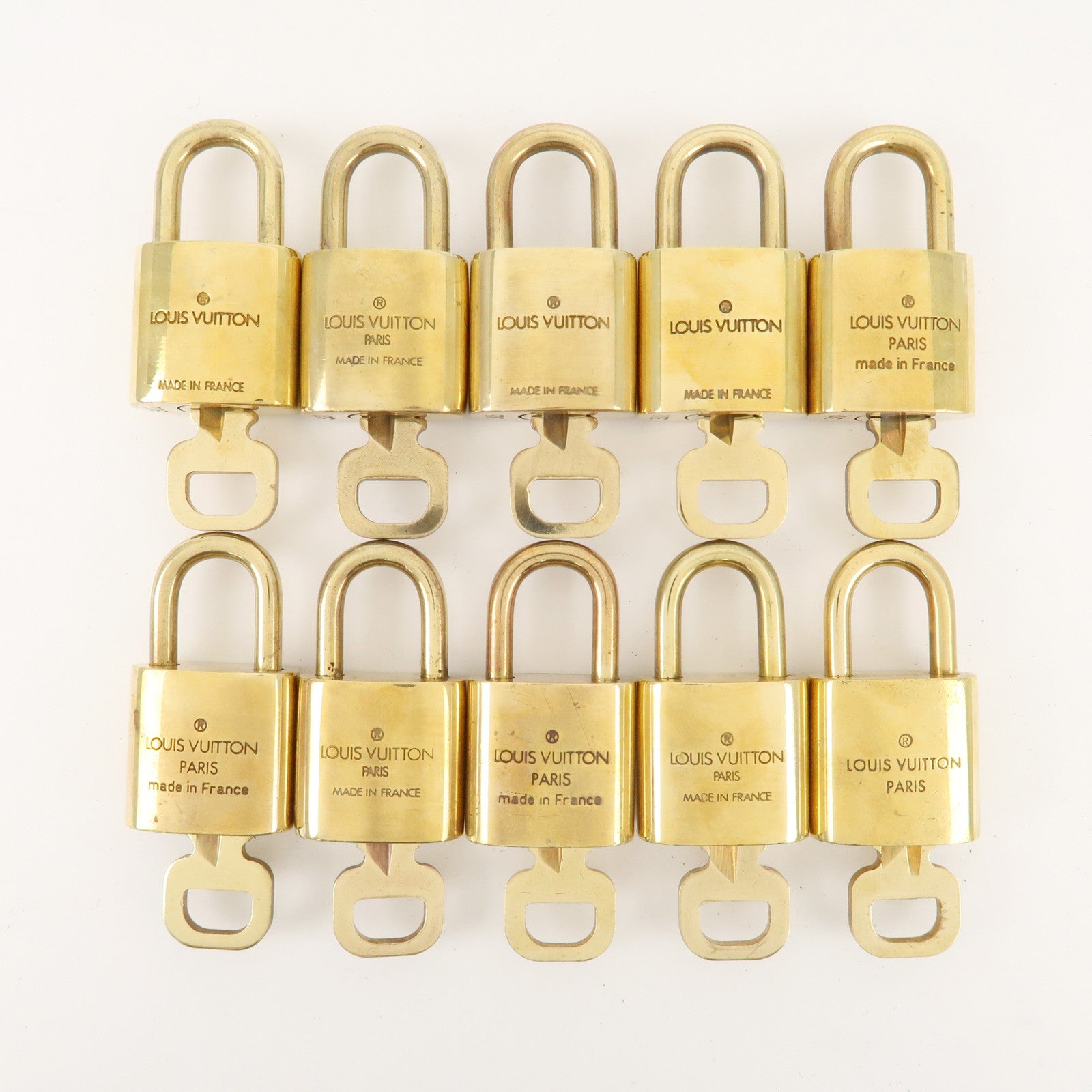 Louis Vuitton Set of 10 Lock & Key Cadena Key Lock Metal Gold Used