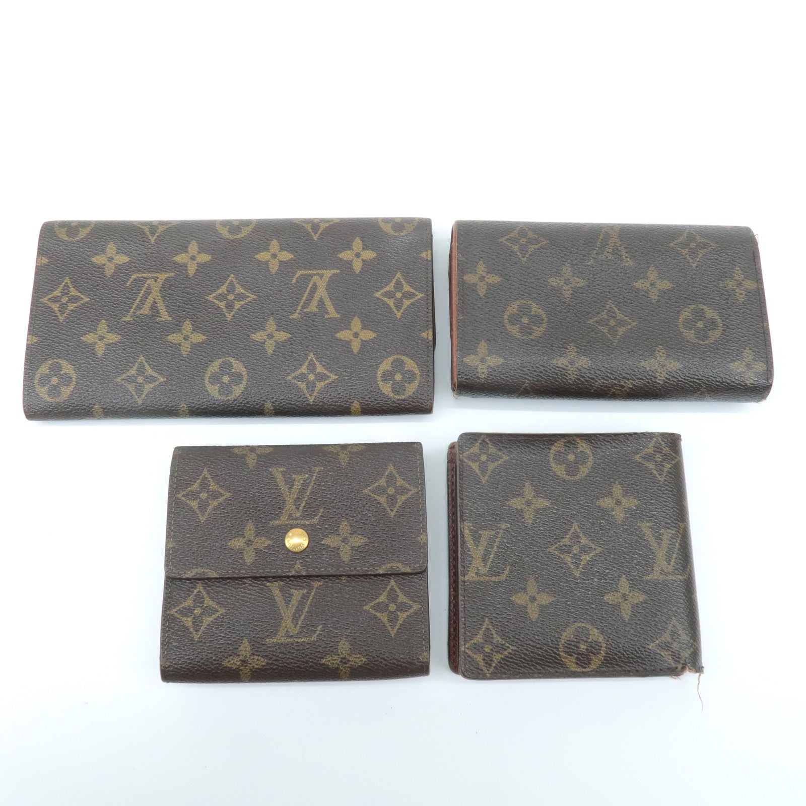 Louis Vuittton Set of 4 Monogram Porte Monnaie Portefeuil Wallet Used