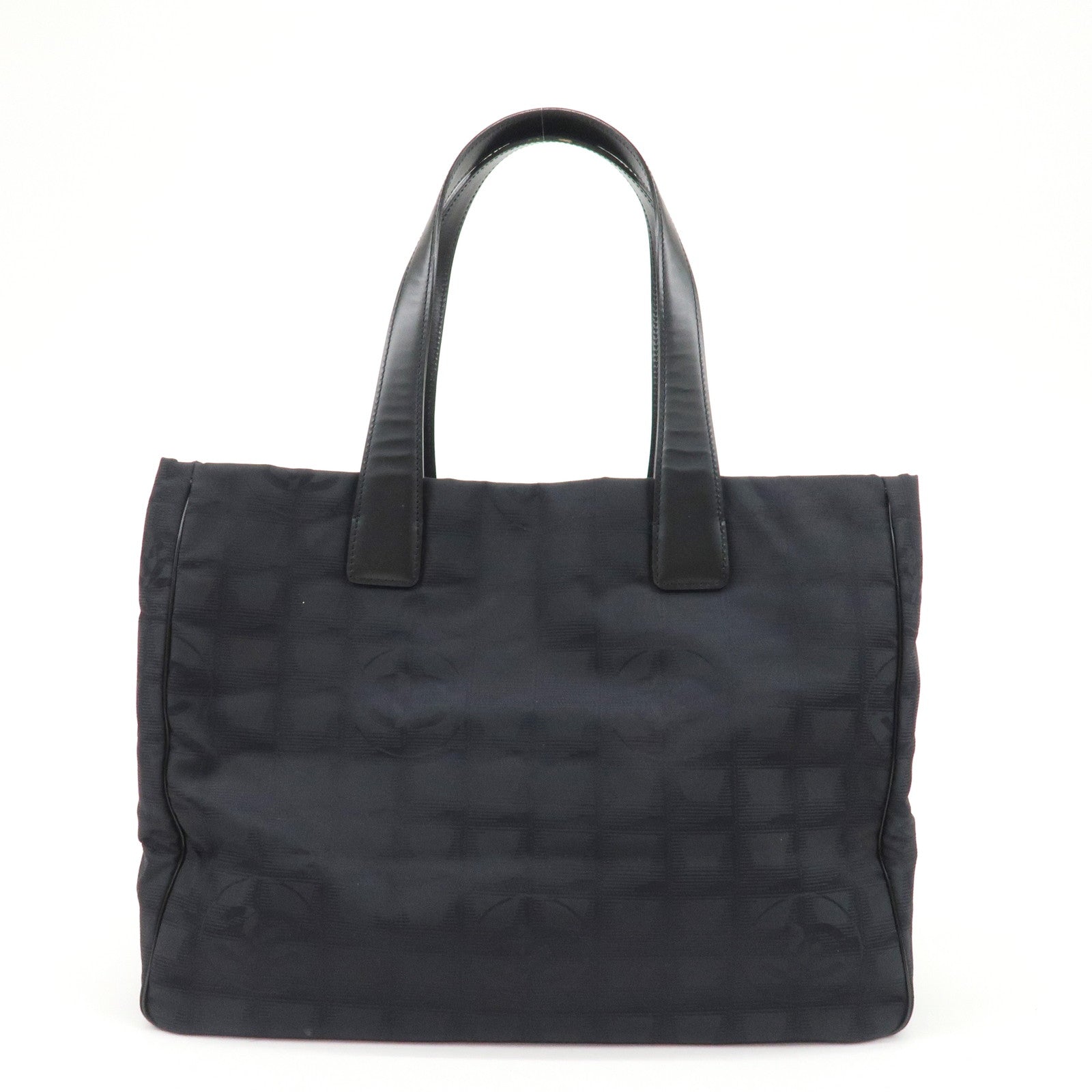 CHANEL New Travel Line Nylon Jacquard Leather Tote Bag A15991 Used