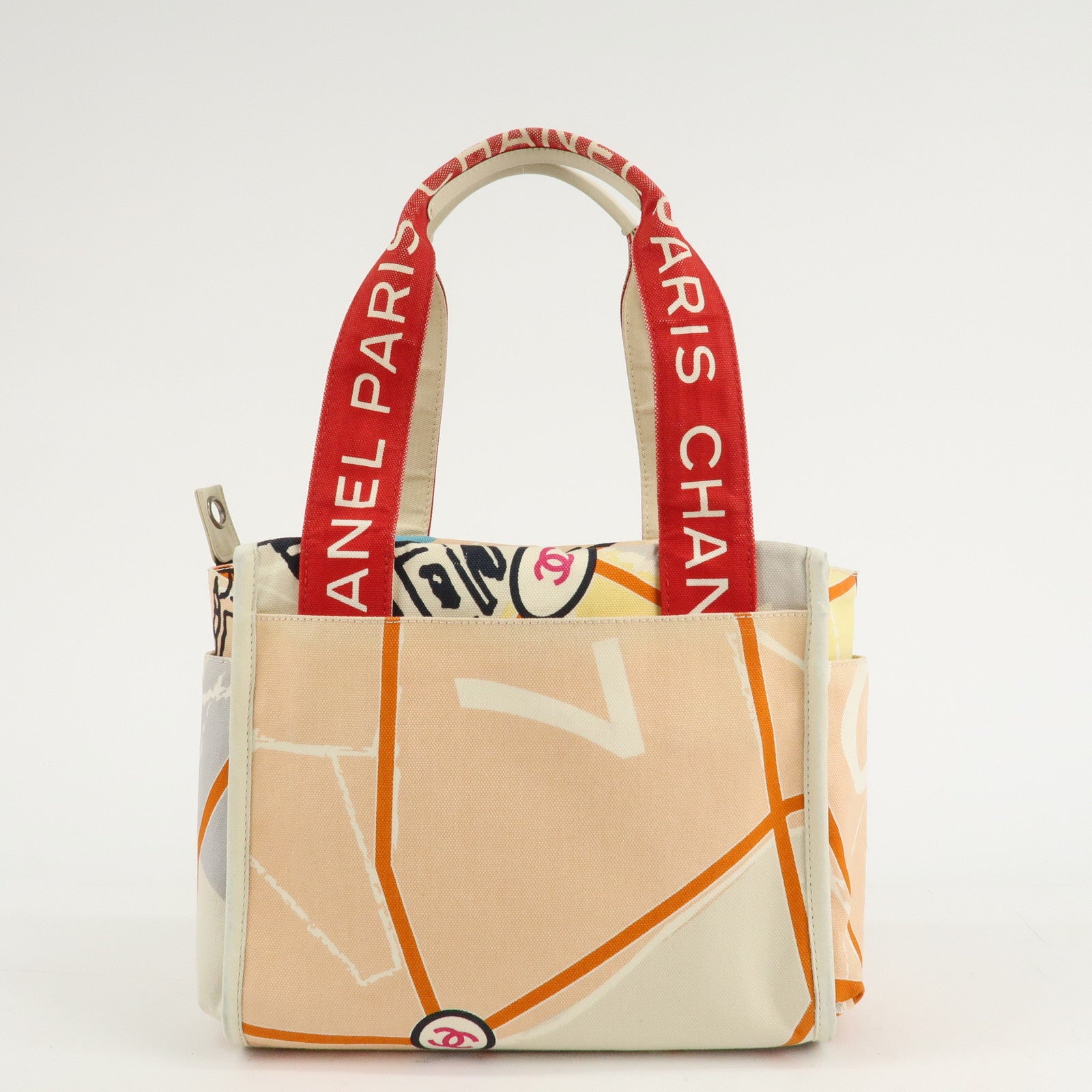 CHANEL Cruise Line Canvas Spangle Paris Map Tote Bag A30833 Used