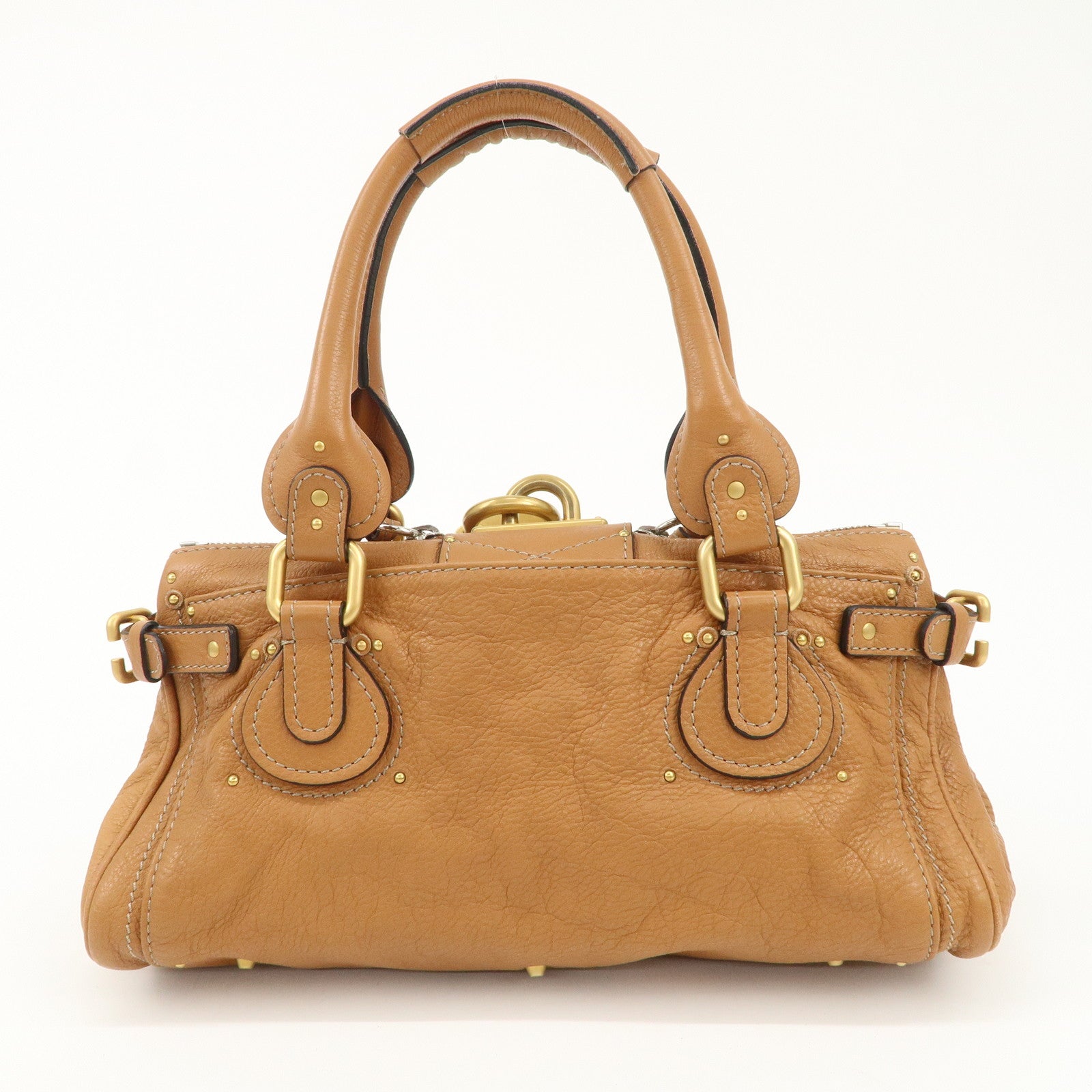 Chloe Paddington Leather Medium Hand Bag Shoulder Bag Brown Used