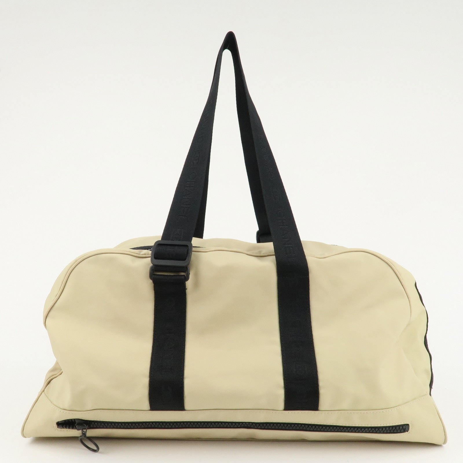 CHANEL Chanel Sport Nylon Boston Bag Beige Black A19977 Used