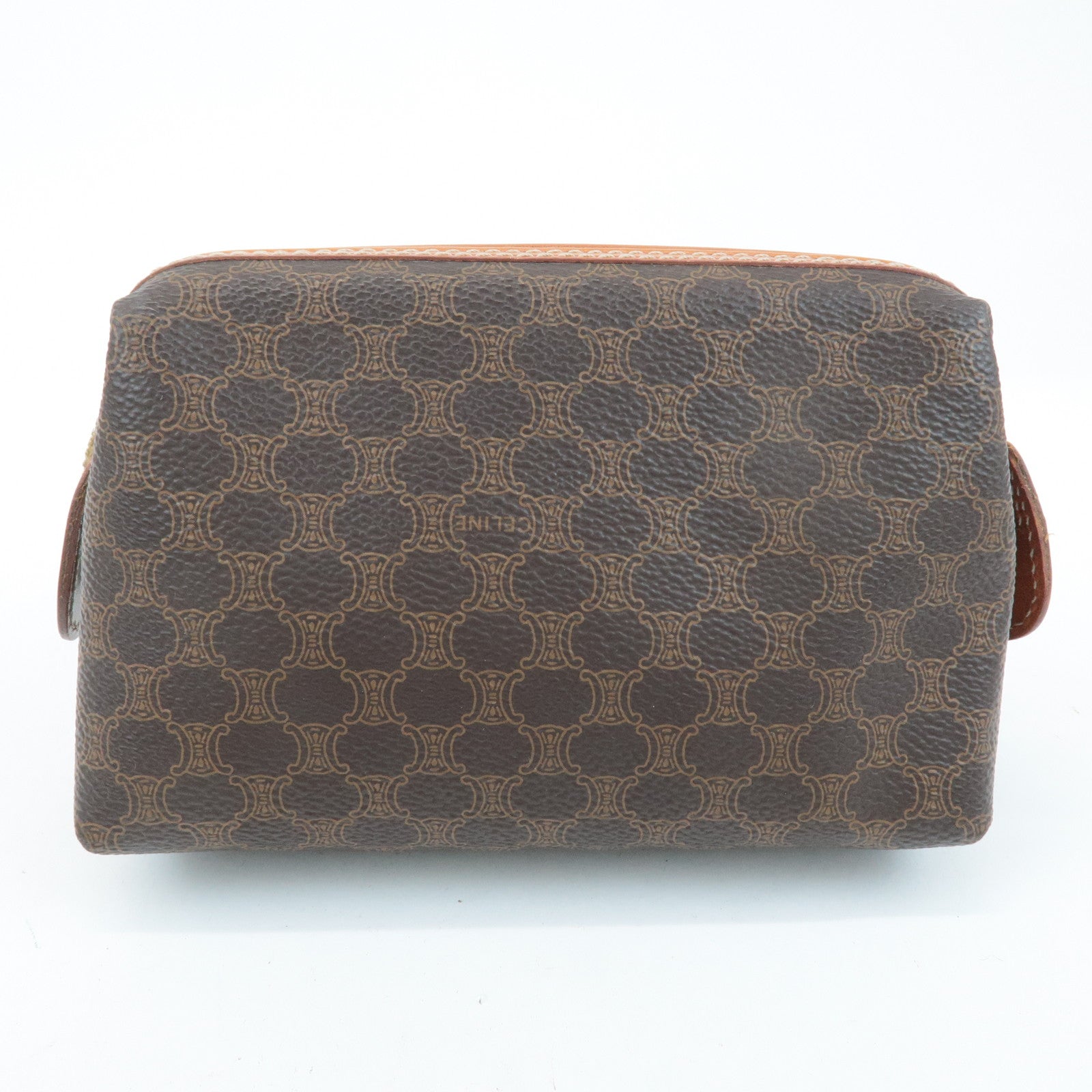 CELINE Macadam PVC Leather Pouch Cosmetic Pouch Brown Used