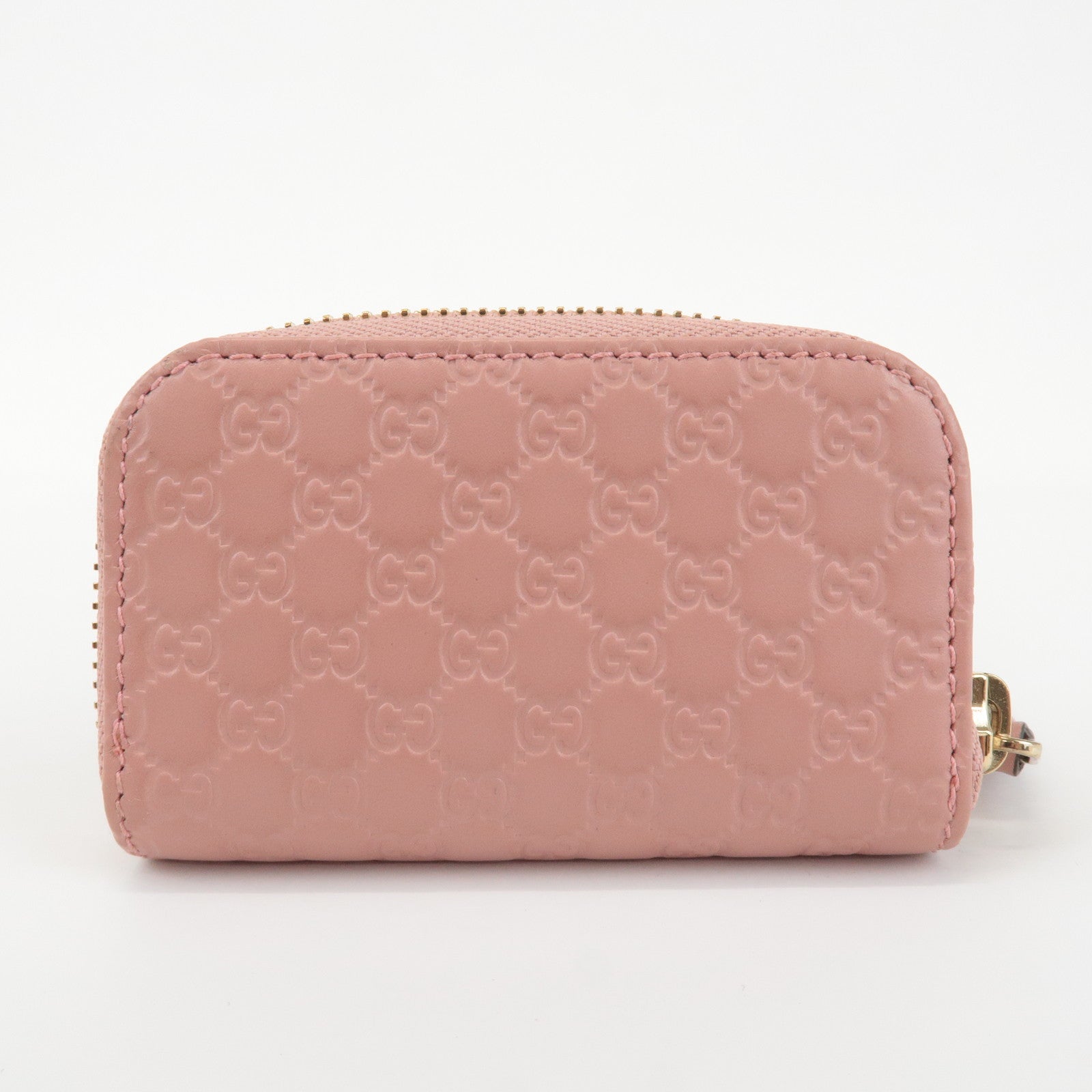 GUCCI Micro Guccissima Leather Mini Coin Case Pink 449896 Used