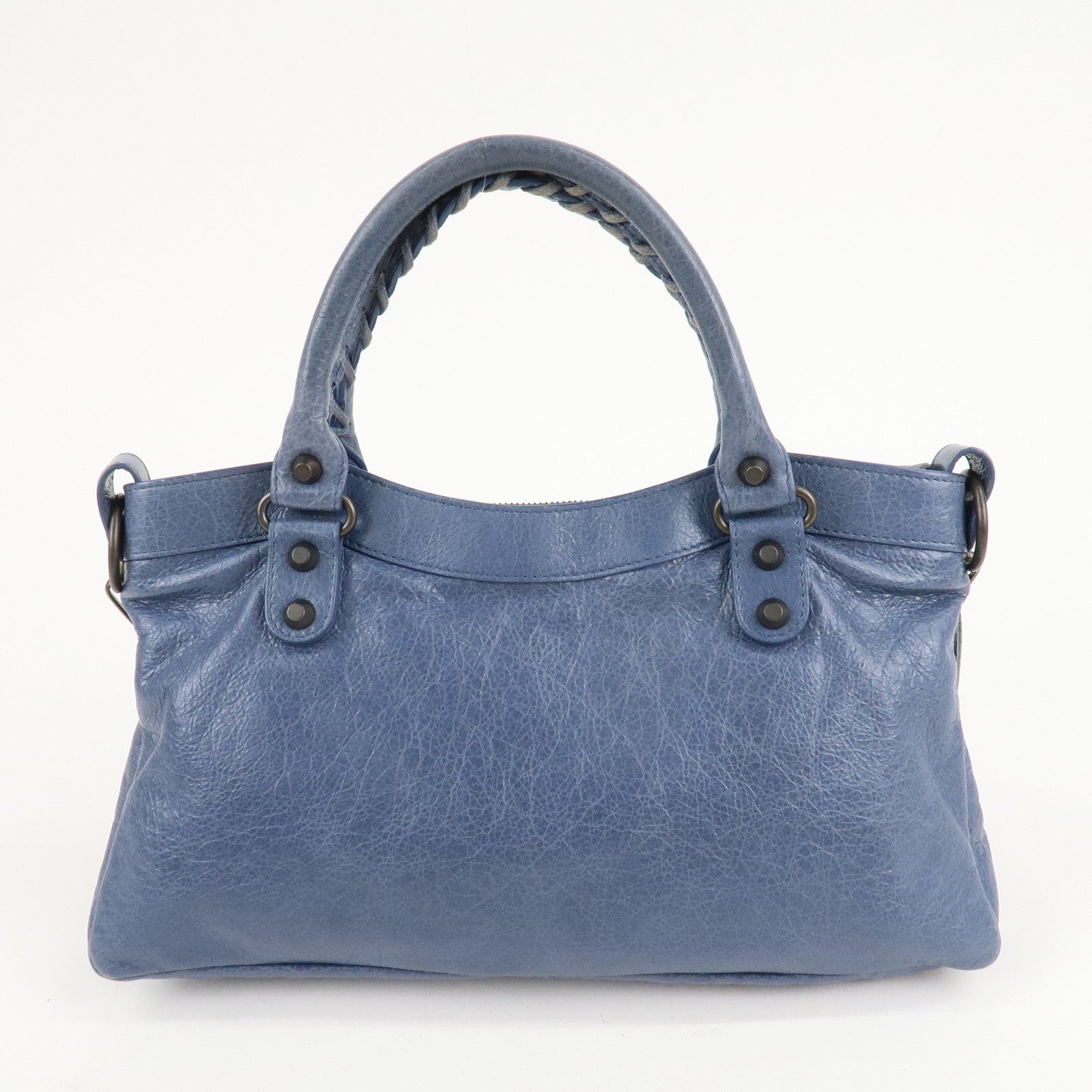 BALENCIAGA The First Leather 2Way Bag Hand Bag Blue Used