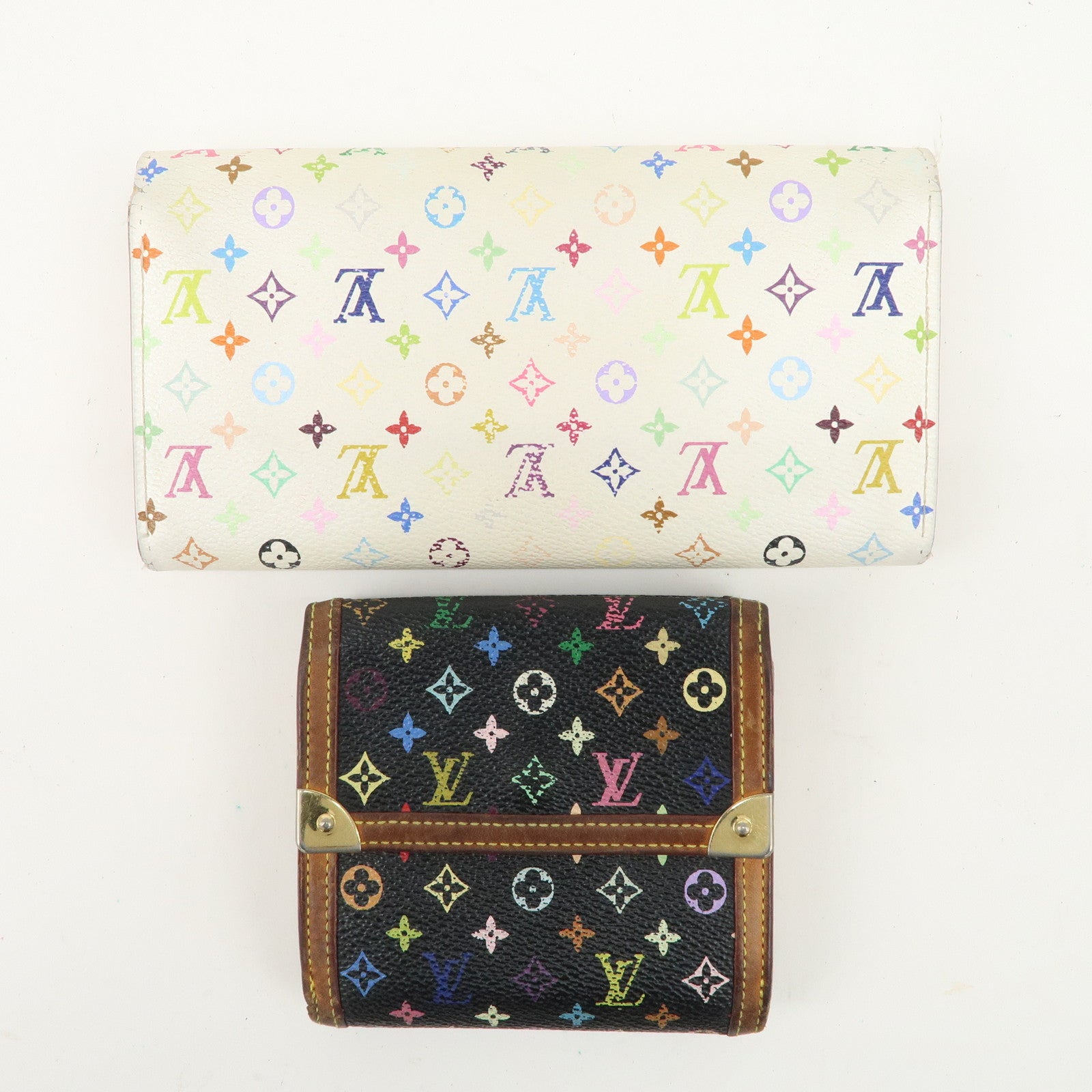 Louis Vuitton Monogram Set of 2 Multicolor Wallet M93745 M92984 Used
