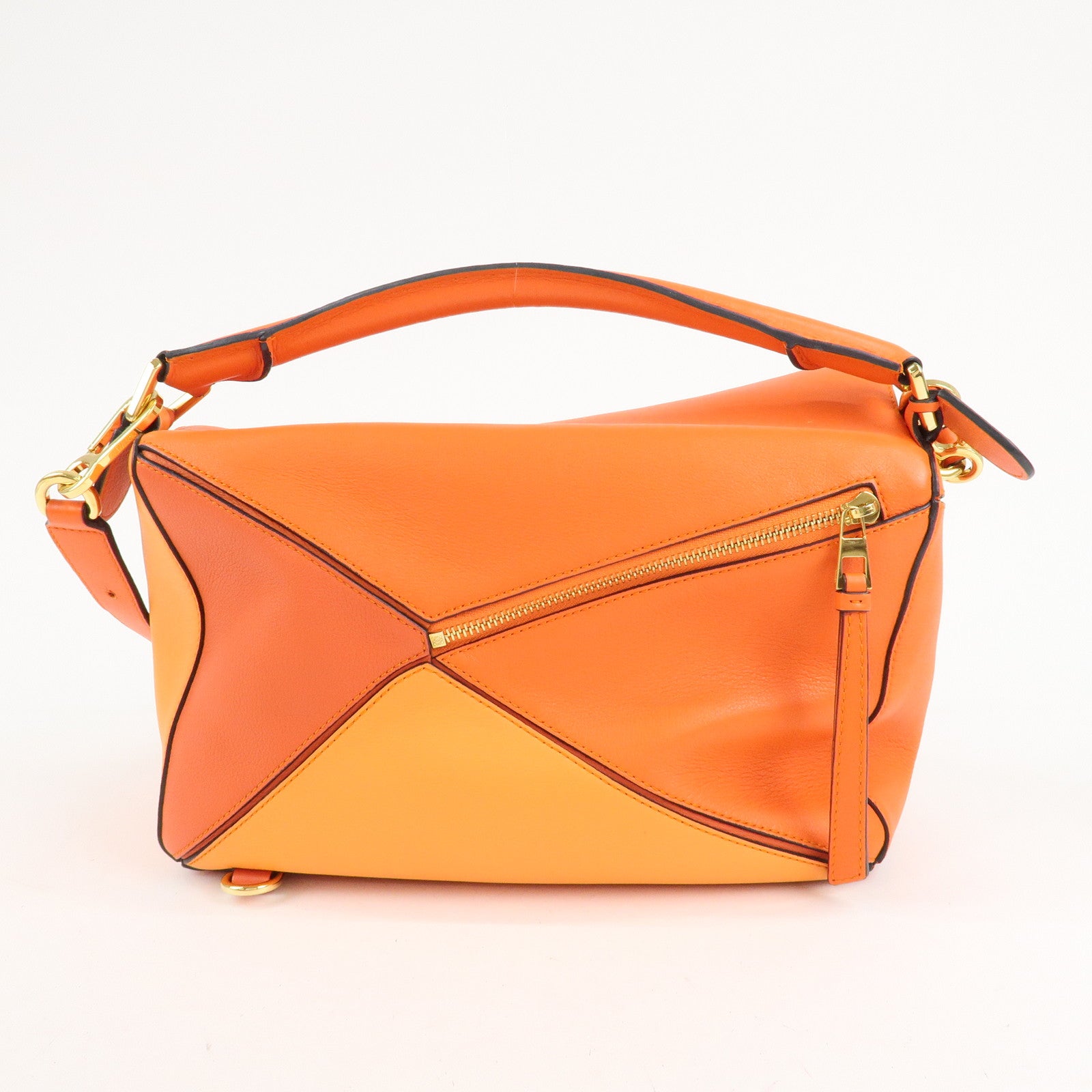 LOEWE Leather Puzzle Bag Medium 2Way Bag Shoulder Bag Orange Used