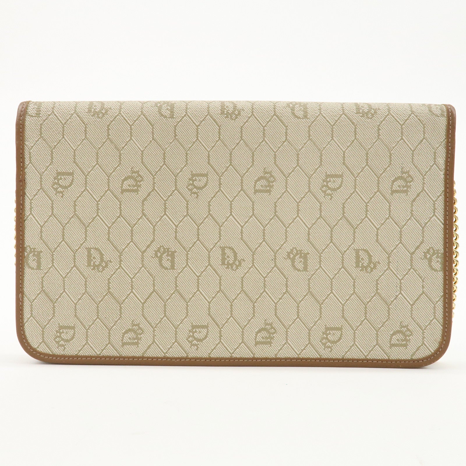 Christian Dior Honeycomb PVC Leather Chain Shoulder Bag Beige Used