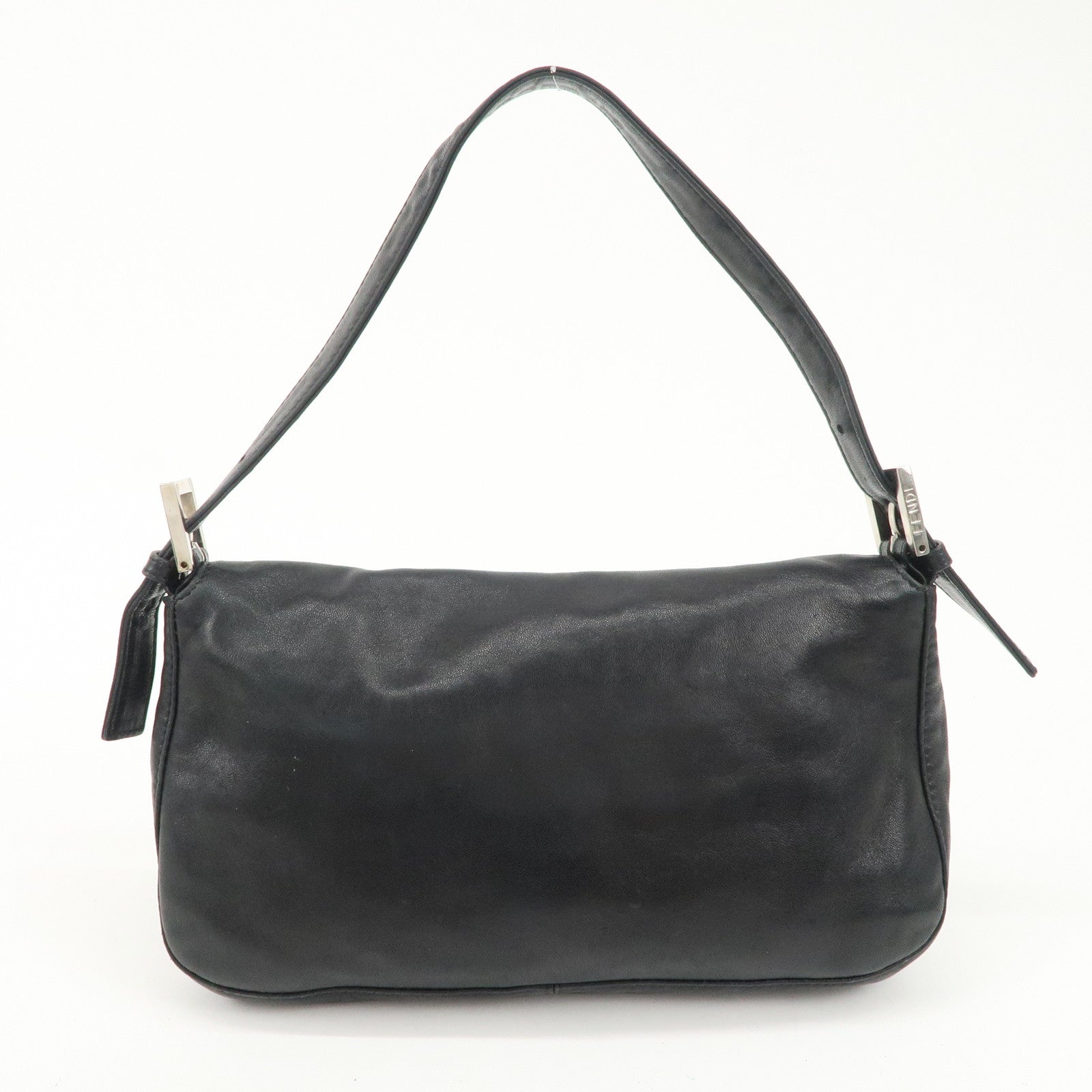 FENDI Mamma Baguette Leather Shoulder Bag Hand Bag Black 26424 Used