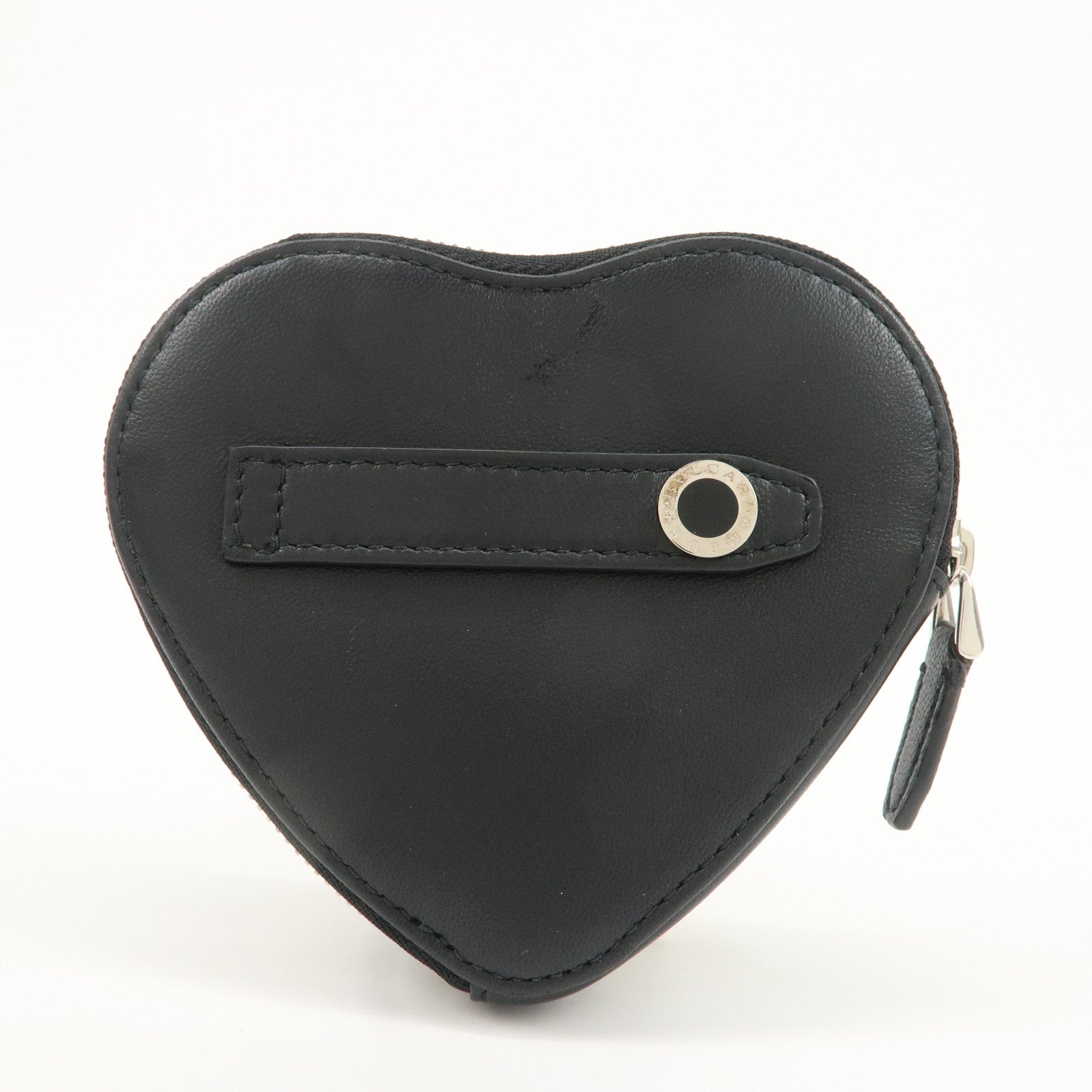 BVLGARI Leather AMBUSH Serpenti Heart Zipper Coin Case Black Used
