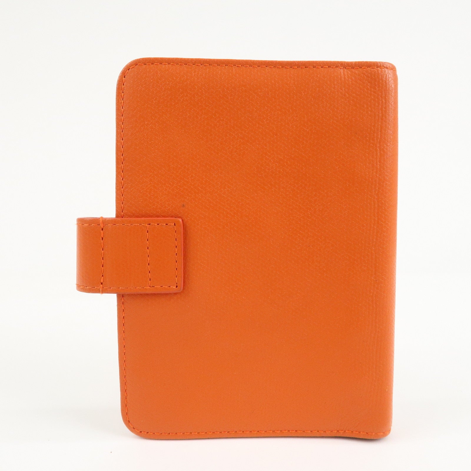 CHANEL Leather Planner Cover Orange Gold Hardware Used