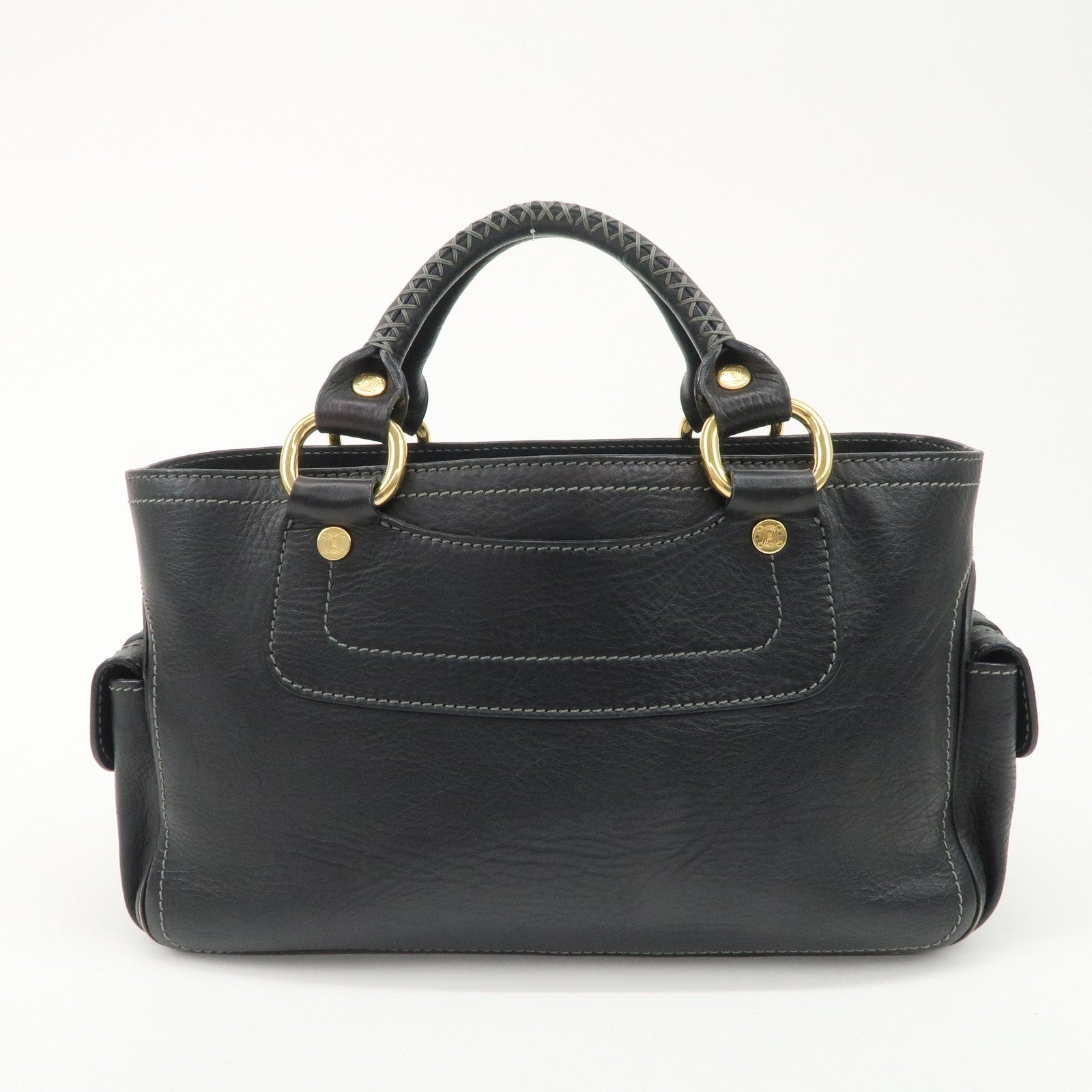 CELINE Leather Boogie Bag Hand Bag Black Used