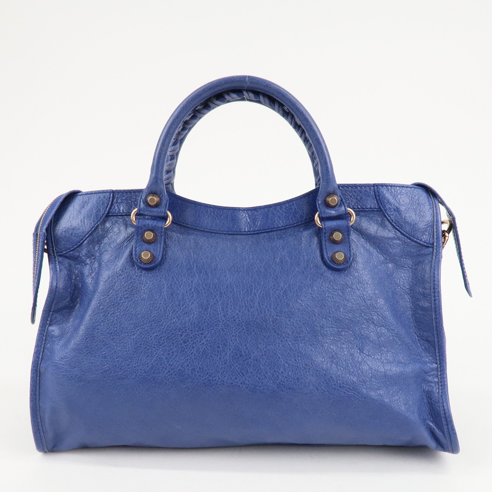 BALENCIAGA The Giant City Leather 2Way Hand Bag Blue 281770 Used