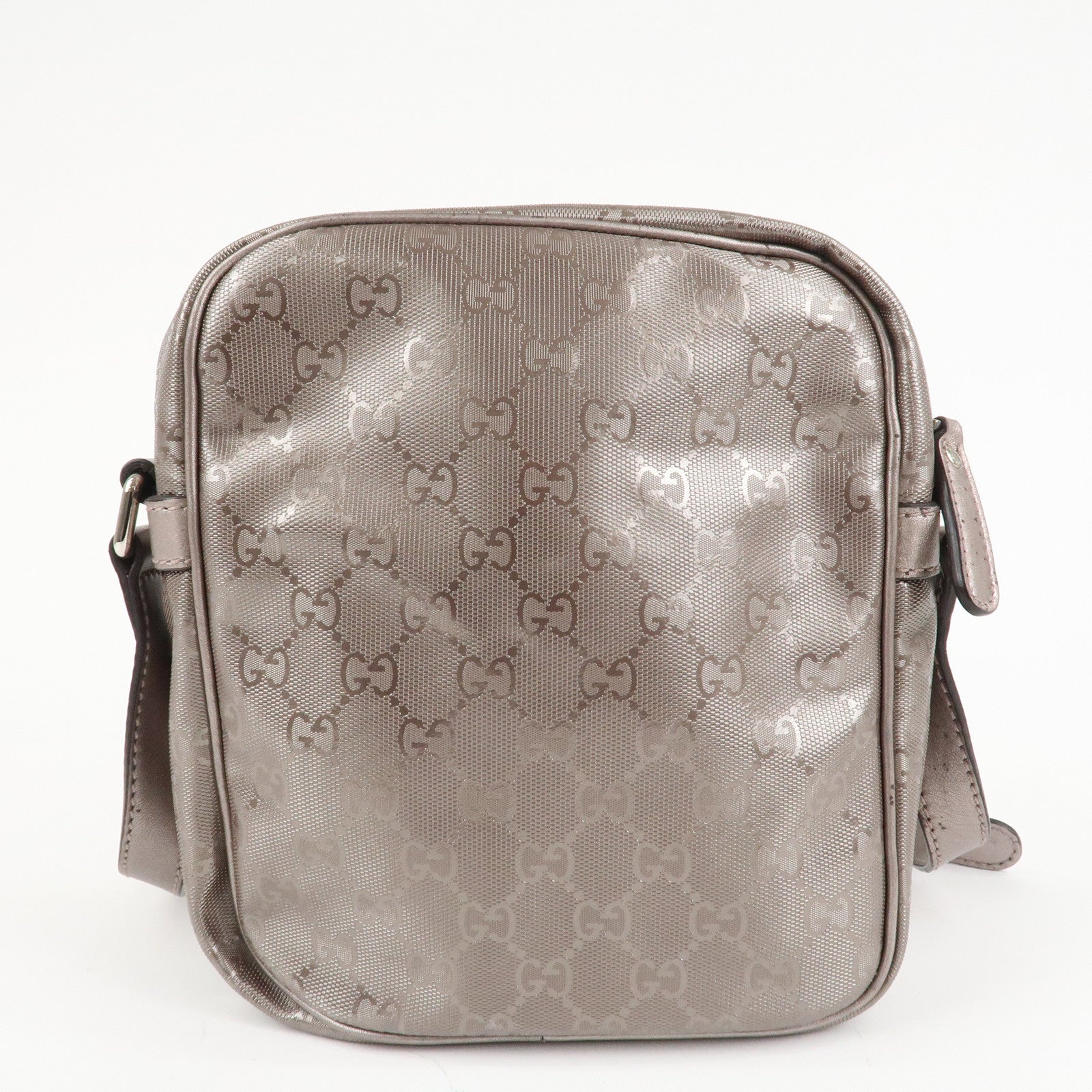 GUCCI GG Imprime PVC Leather Shoulder Bag Metallic Rose gold 233268 Used