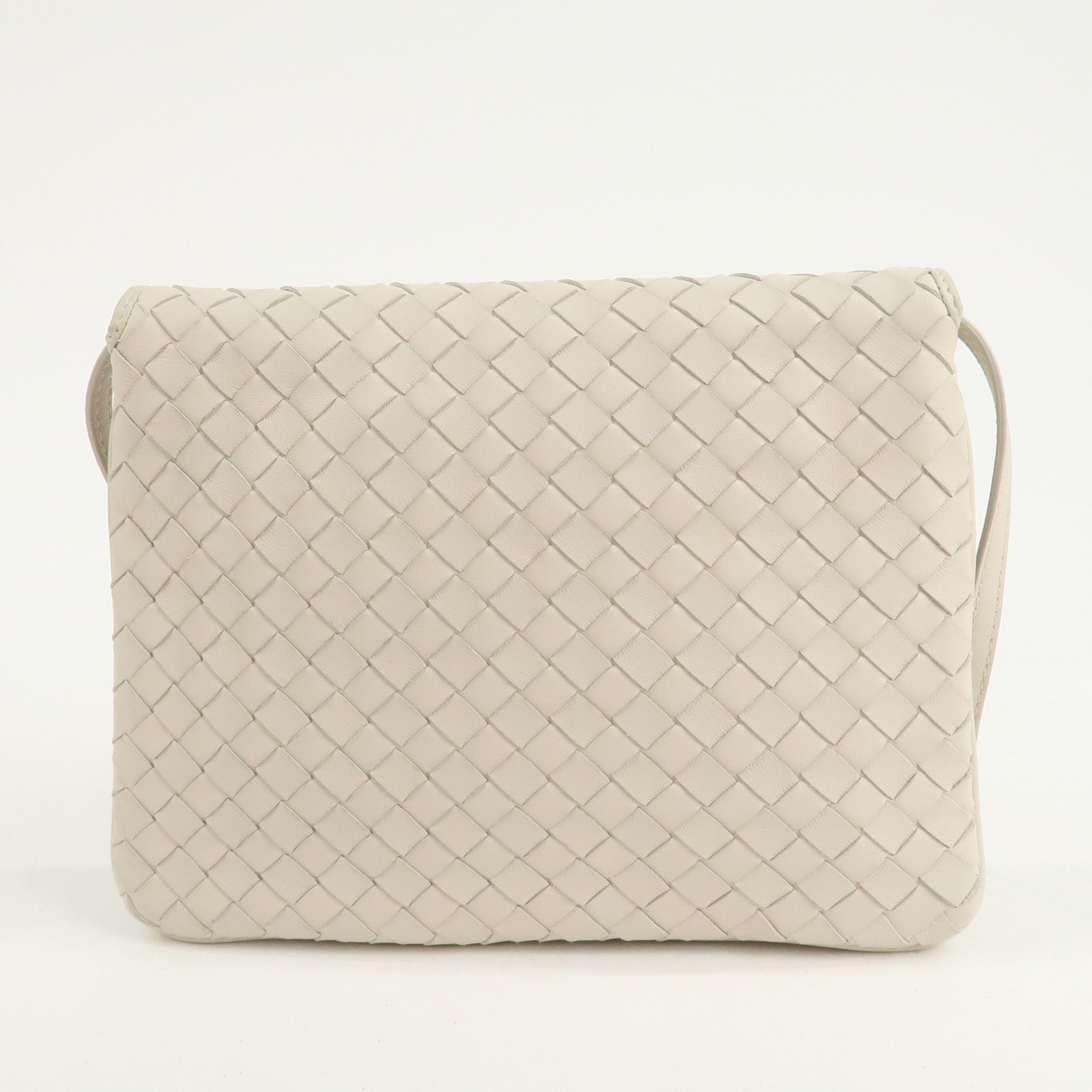BOTTEGA VENETA Intrecciato Leather Shoulder Bag Ivory Used
