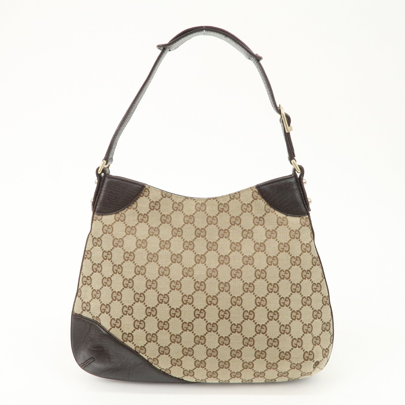 GUCCI Horsebit Sherry GG Canvas Leather Shoulder Bag Beige 137288 Used