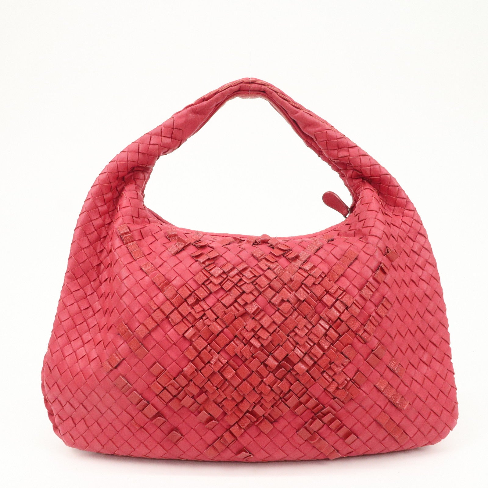 BOTTEGA VENETA Hobo Intrecciato Leather Shoulder Bag Pink 115653 Used